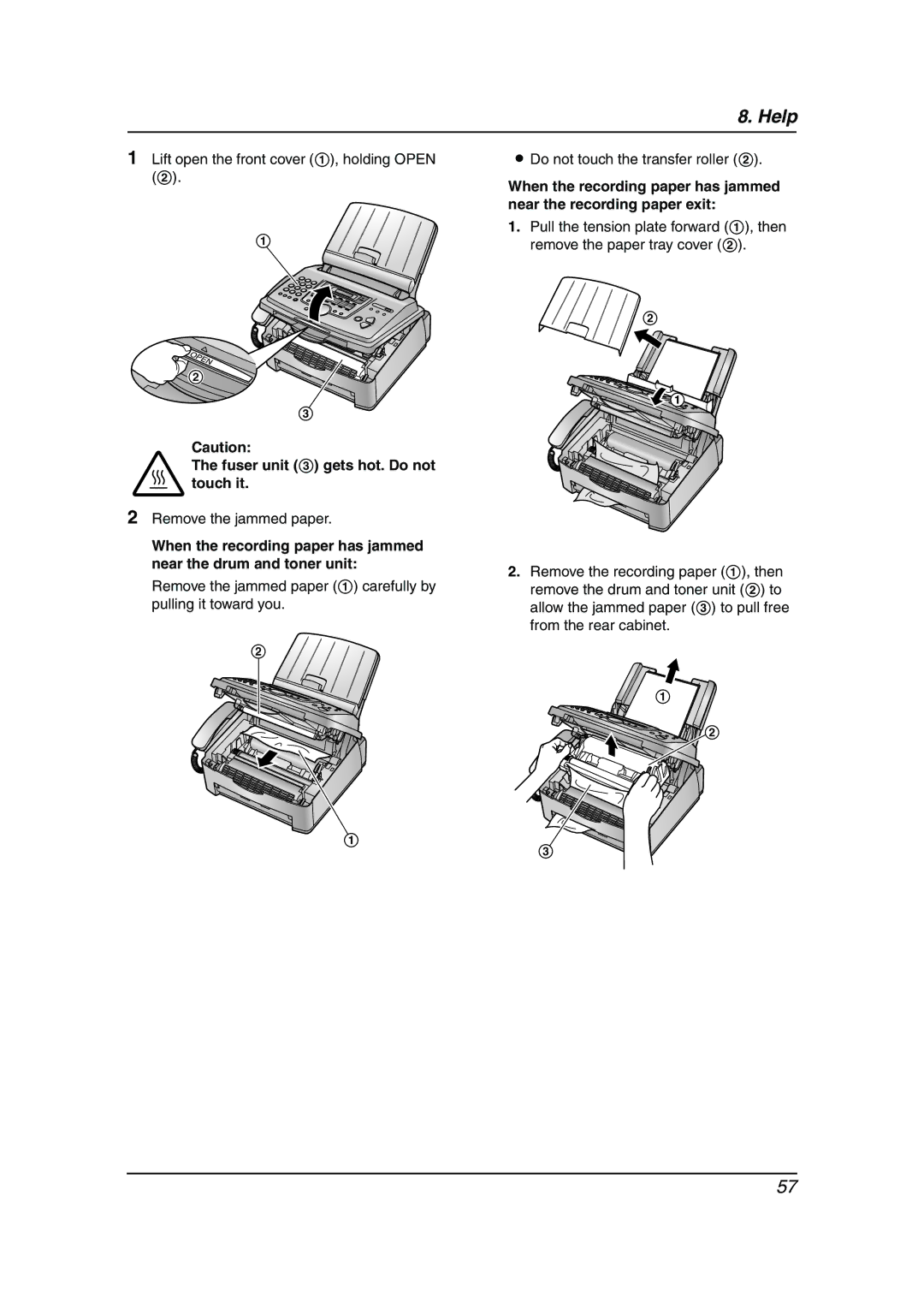 Panasonic KX-FL611AL manual Remove the jammed paper 