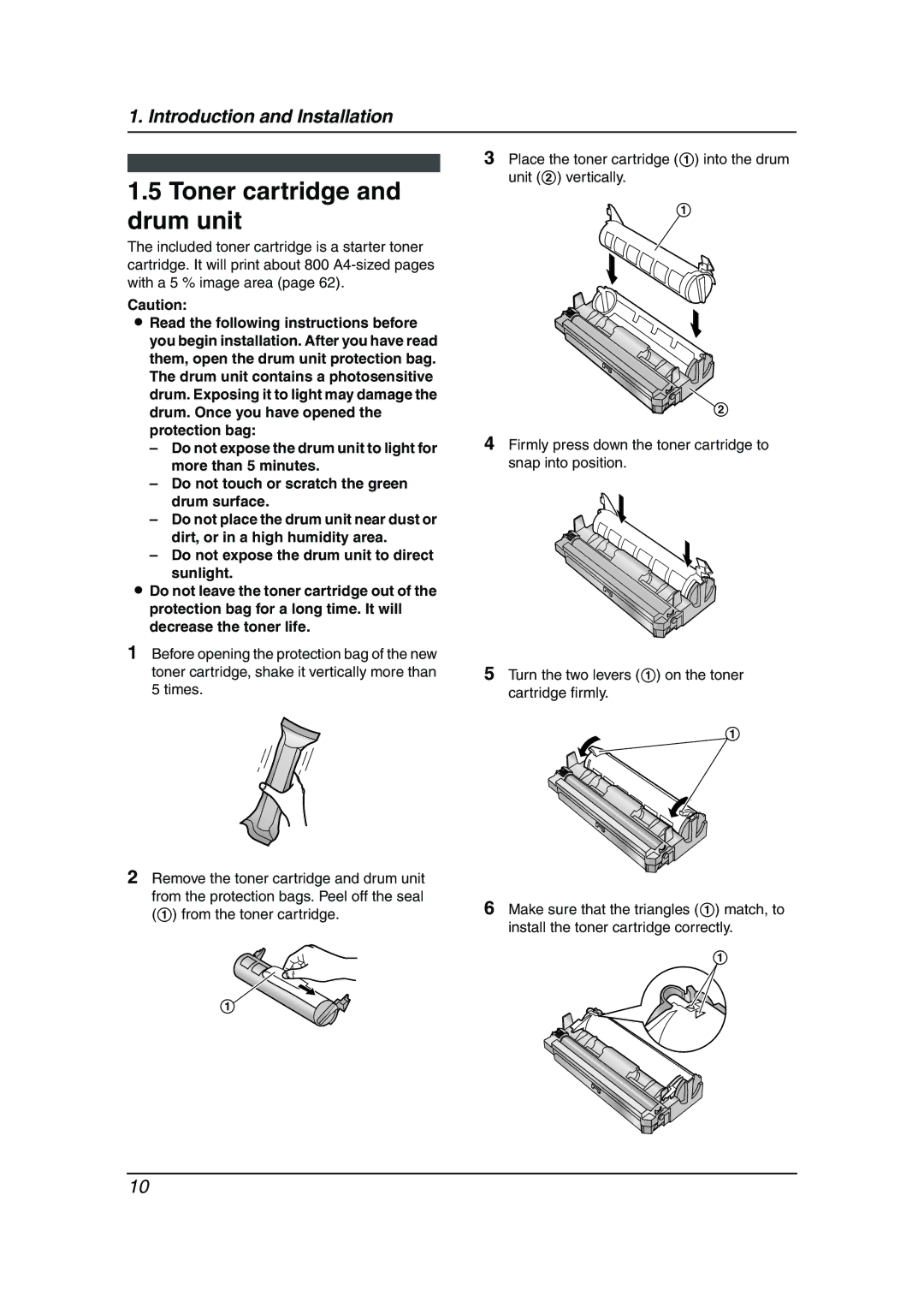 Panasonic KX-FL613HK operating instructions Toner cartridge and drum unit 