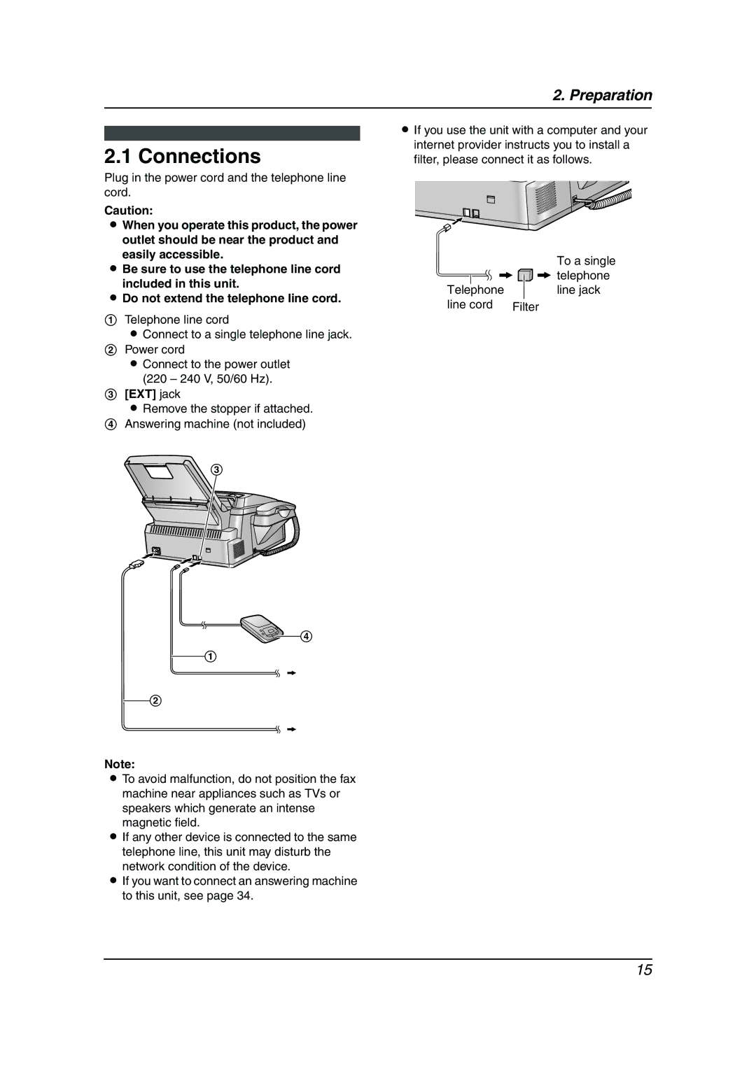 Panasonic KX-FL613HK operating instructions Connections, EXT jack 