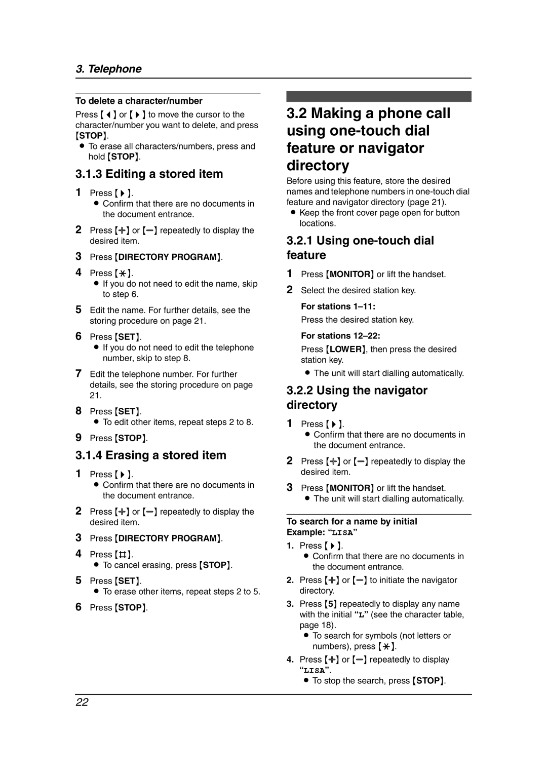 Panasonic KX-FL613HK operating instructions Editing a stored item, Erasing a stored item, Using one-touch dial feature 