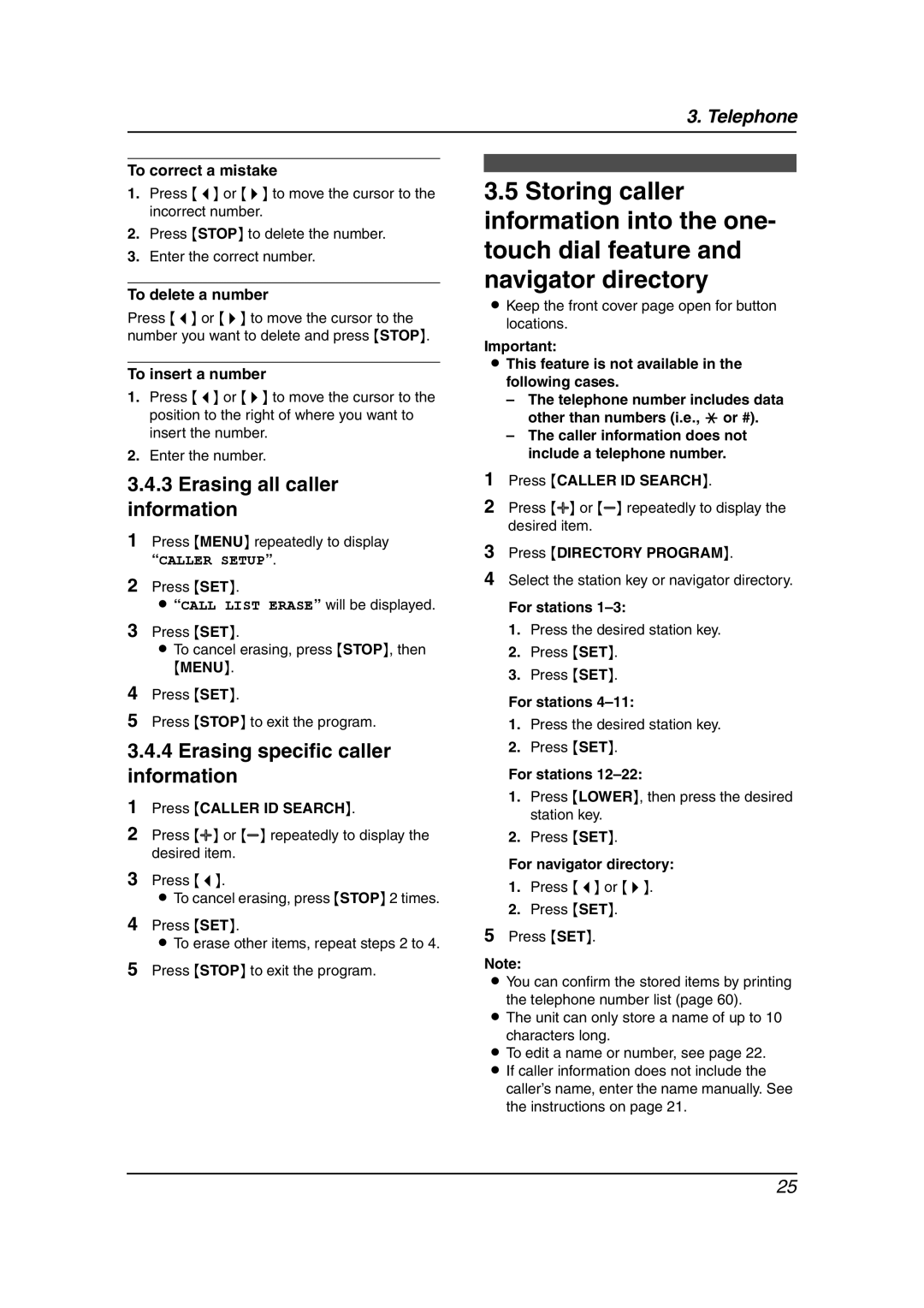 Panasonic KX-FL613HK Erasing all caller information, Erasing specific caller information, To insert a number 