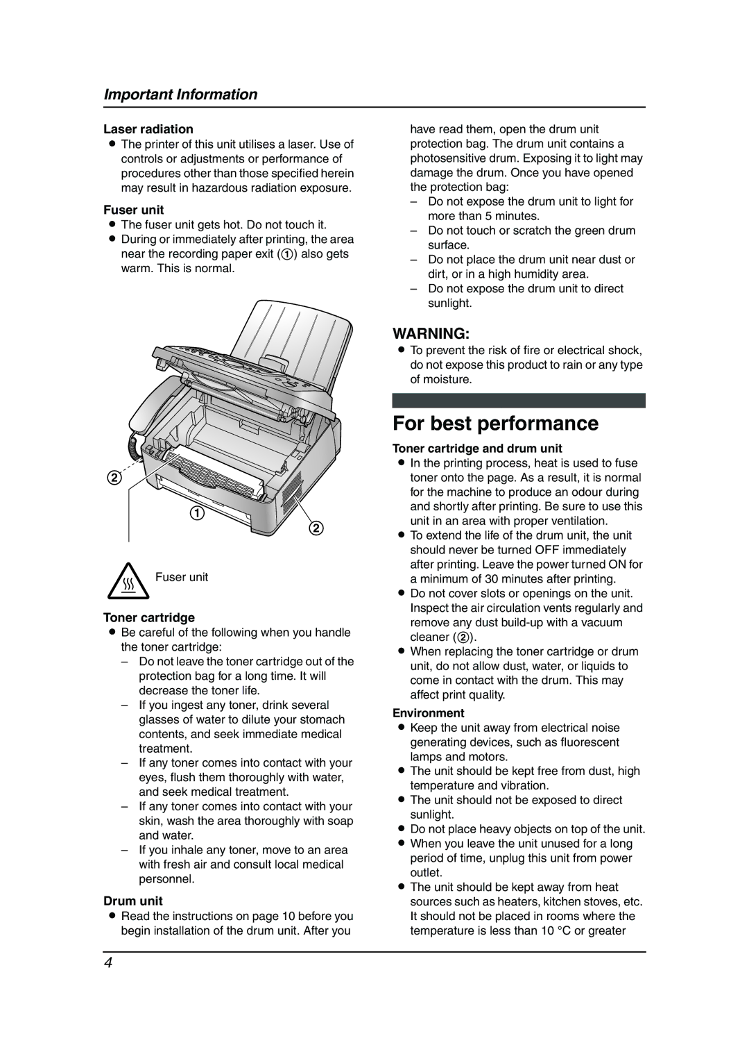 Panasonic KX-FL613HK operating instructions For best performance 