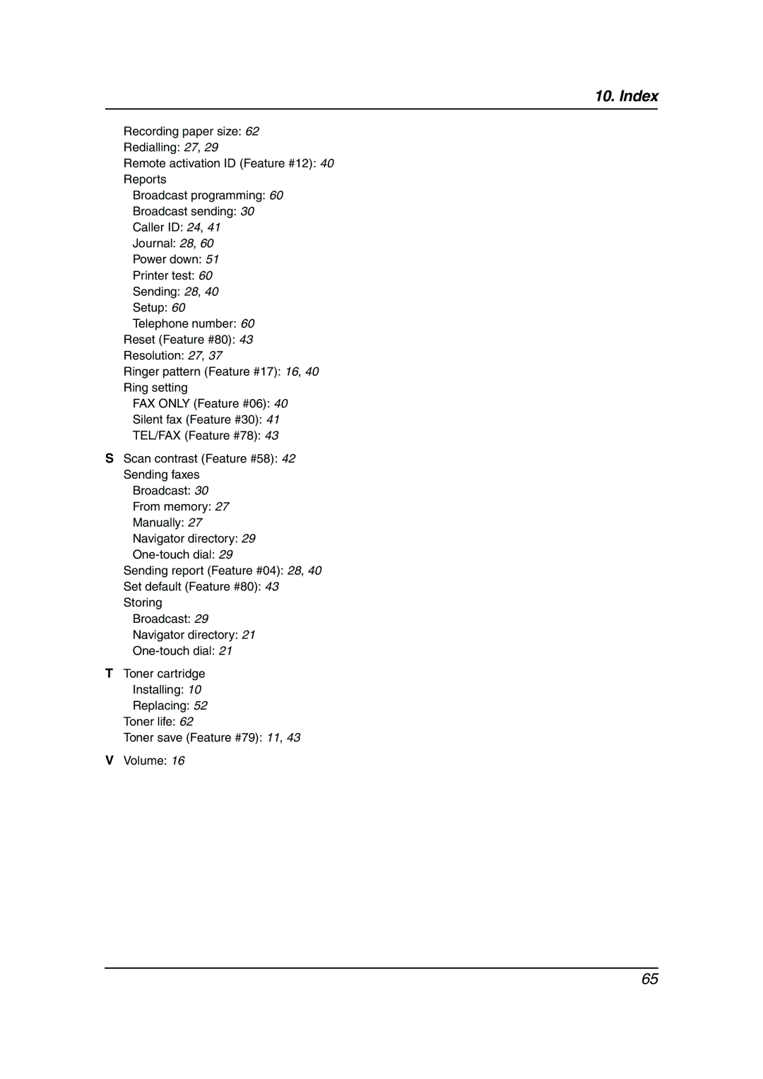 Panasonic KX-FL613HK operating instructions Index 