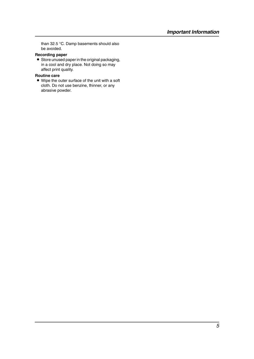 Panasonic KX-FL613HK operating instructions Recording paper, Routine care 