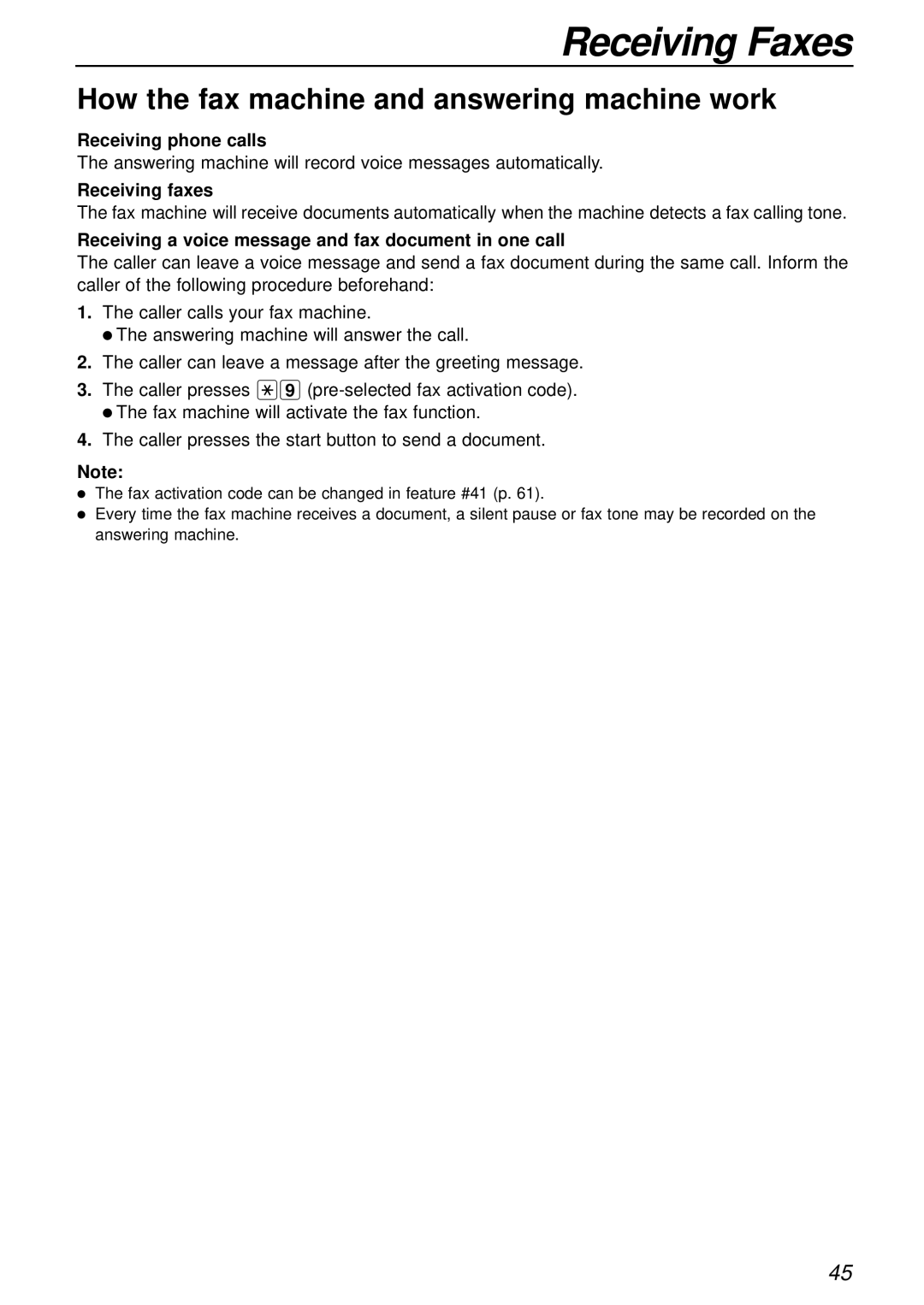 Panasonic KX-FLB751AL How the fax machine and answering machine work, Receiving phone calls, Receiving faxes 