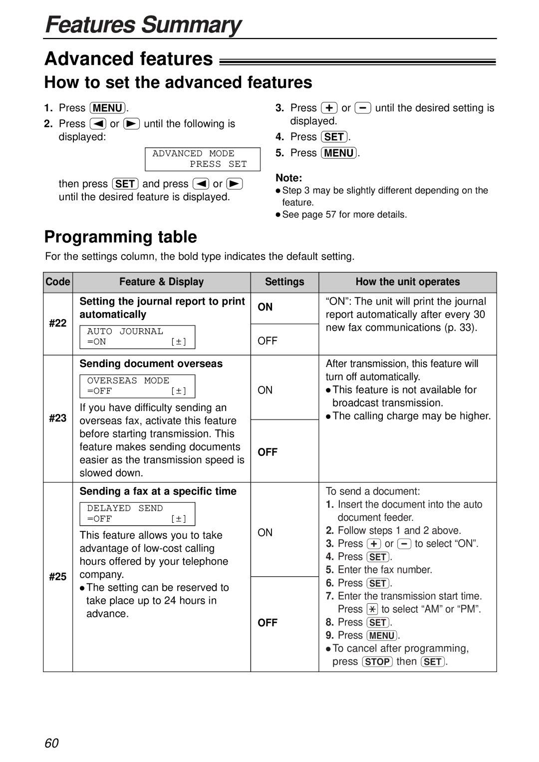 Panasonic KX-FLB751AL operating instructions Advanced features, How to set the advanced features 