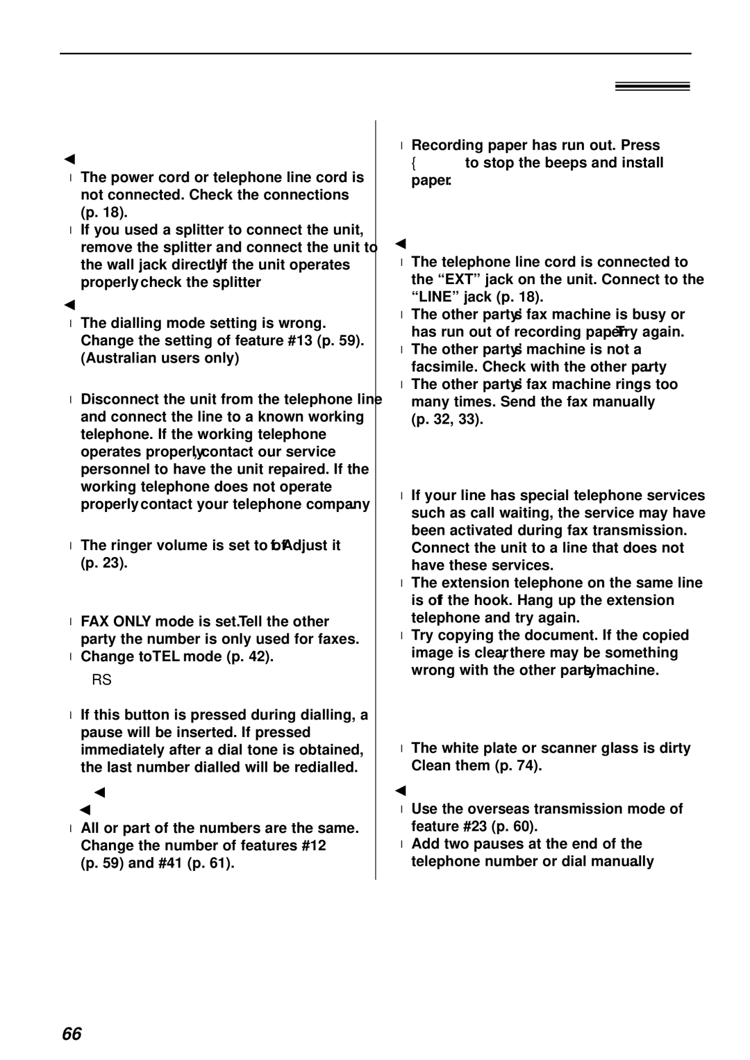 Panasonic KX-FLB751AL operating instructions Operations, When a function does not work, check here, General, Fax sending 