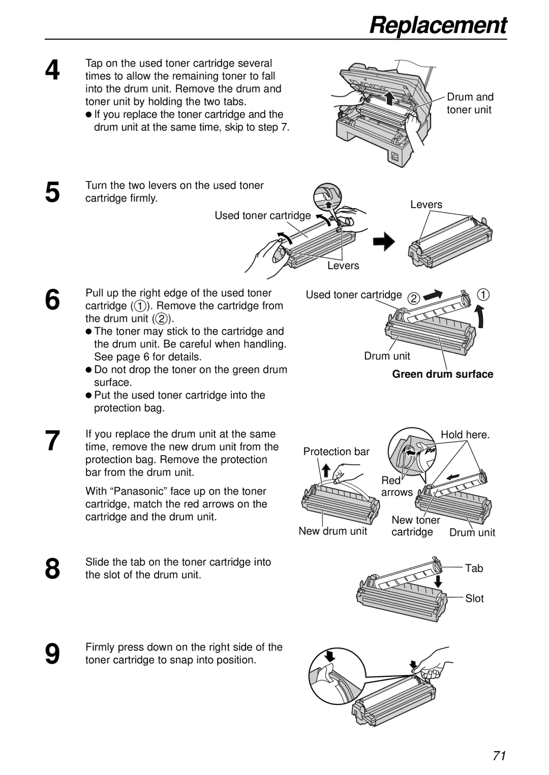 Panasonic KX-FLB751AL operating instructions Green drum surface 