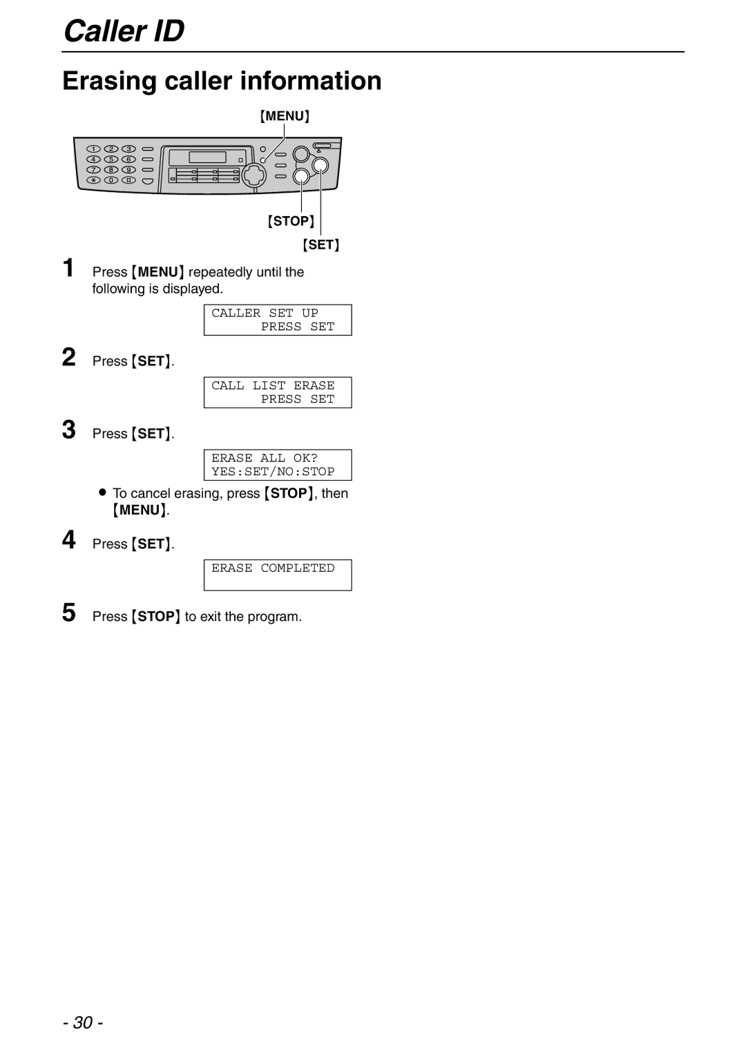 Panasonic KX-FLB753HK manual Erasing caller information, Menu 