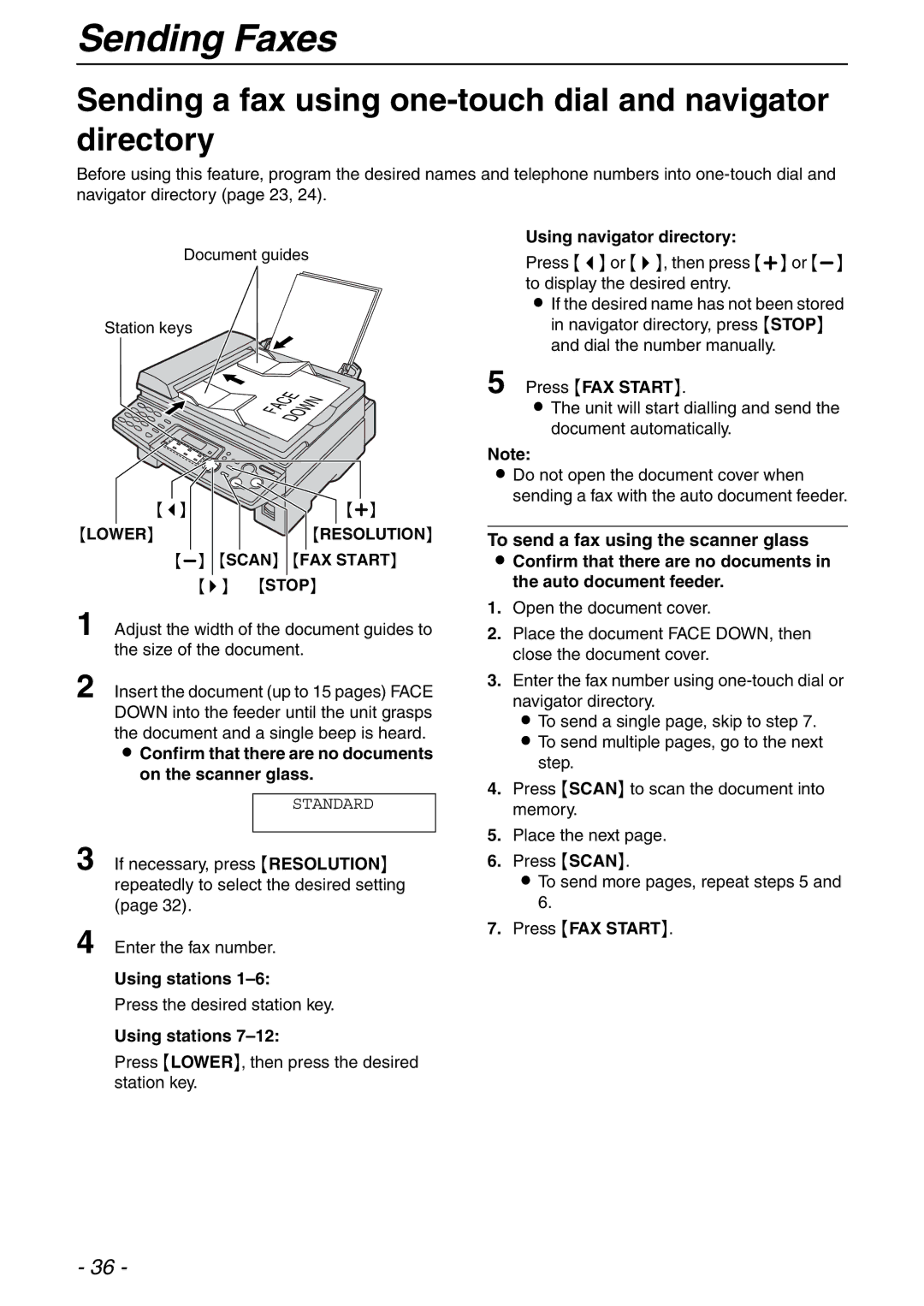 Panasonic KX-FLB753HK manual Sending a fax using one-touch dial and navigator directory, Using stations 