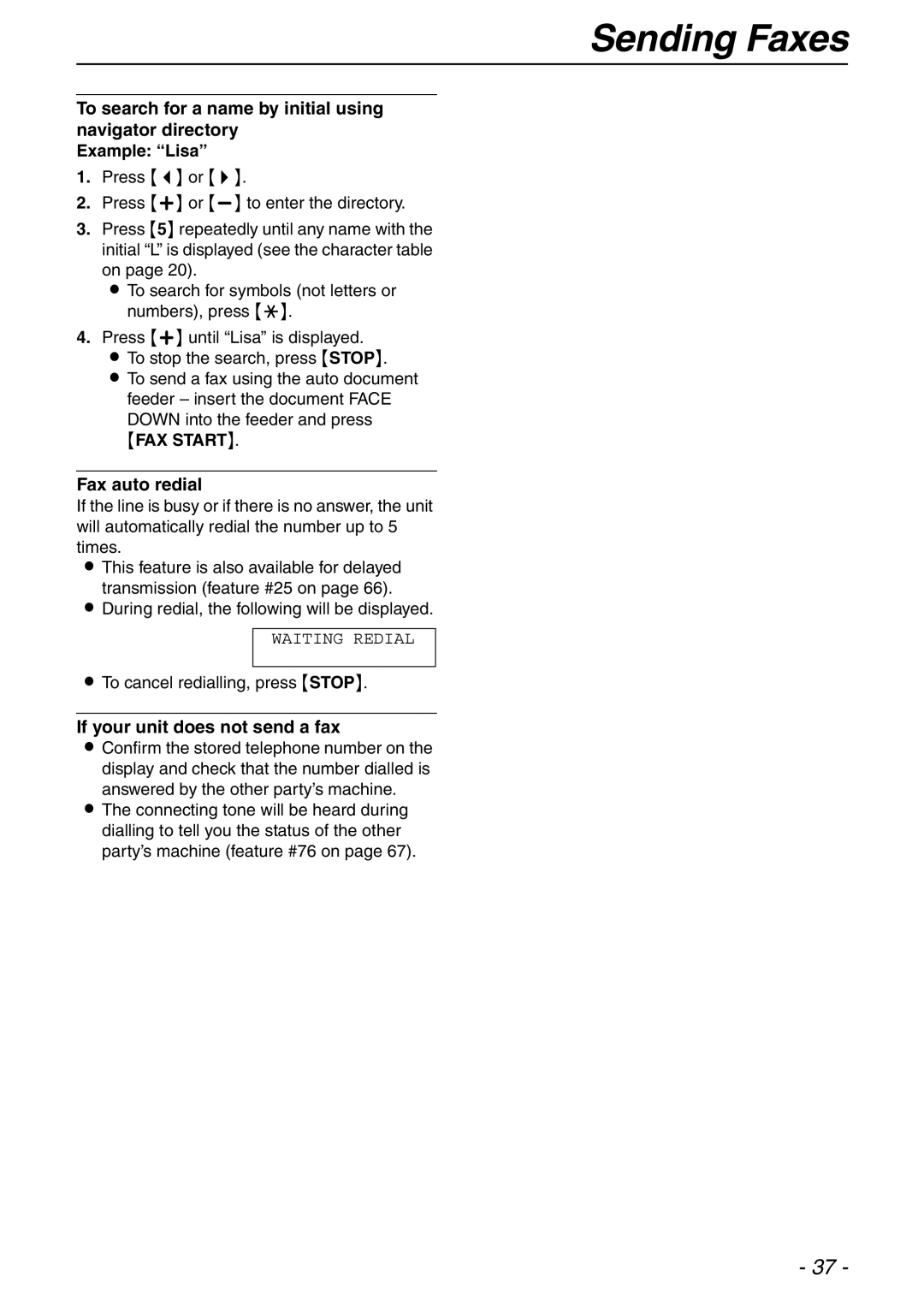 Panasonic KX-FLB753HK manual Fax auto redial, If your unit does not send a fax 