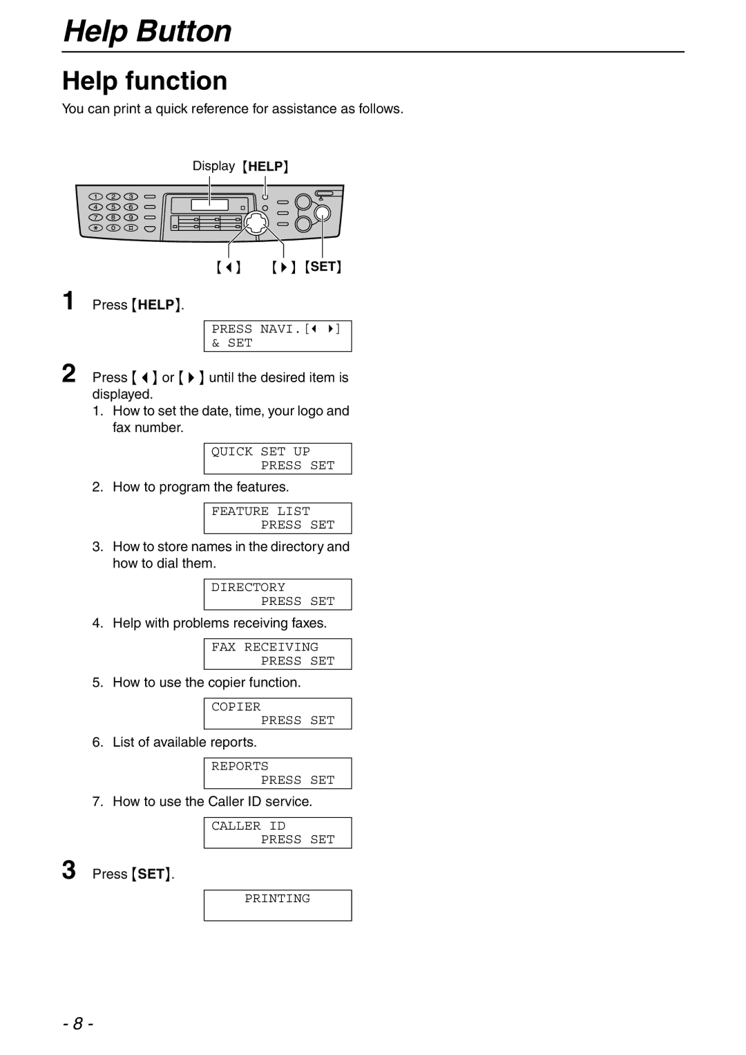 Panasonic KX-FLB753HK manual Help Button, Help function 