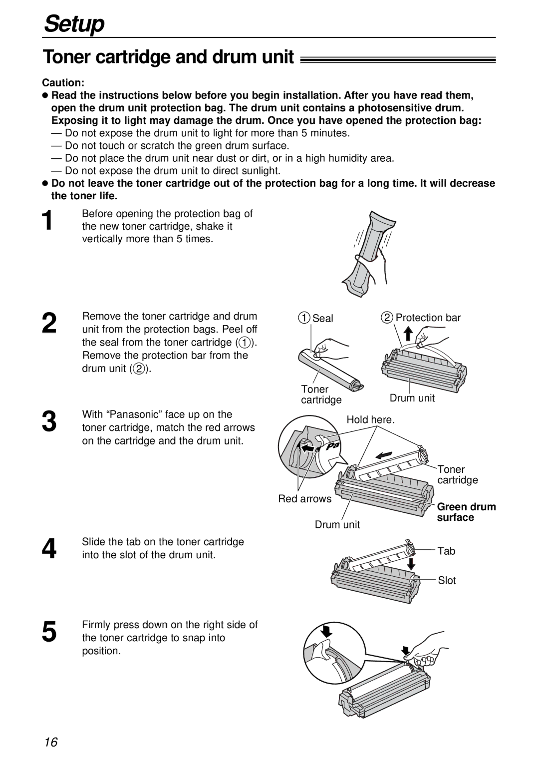 Panasonic KX-FLB756AL manual Toner cartridge and drum unit, Surface 