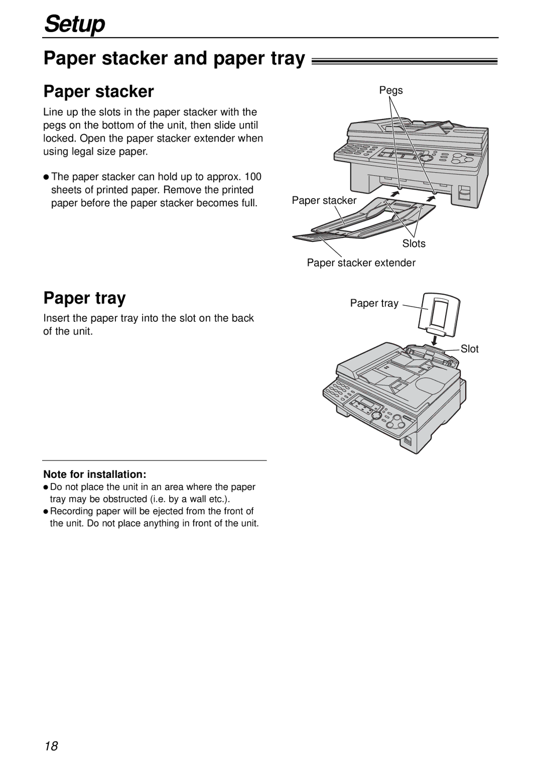 Panasonic KX-FLB756AL manual Paper stacker and paper tray, Paper tray 