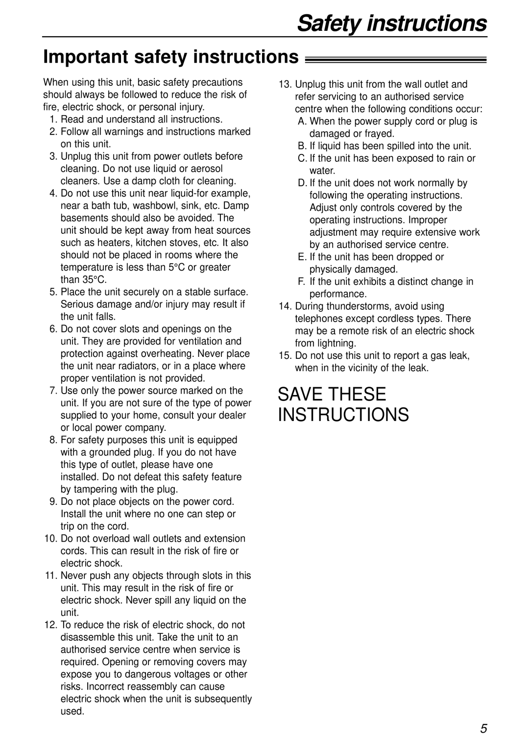 Panasonic KX-FLB756AL manual Safety instructions, Important safety instructions 