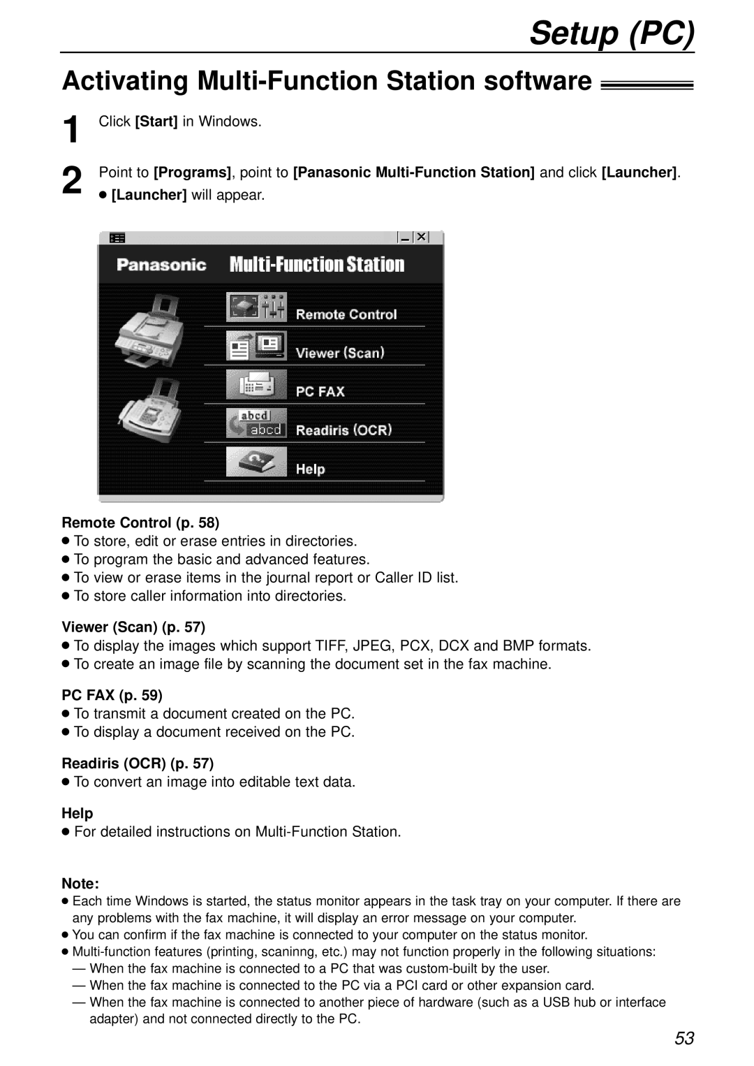 Panasonic KX-FLB756AL manual Activating Multi-Function Station software 