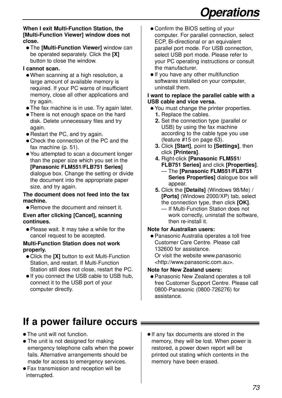 Panasonic KX-FLB756AL manual If a power failure occurs, Remove the document and reinsert it 