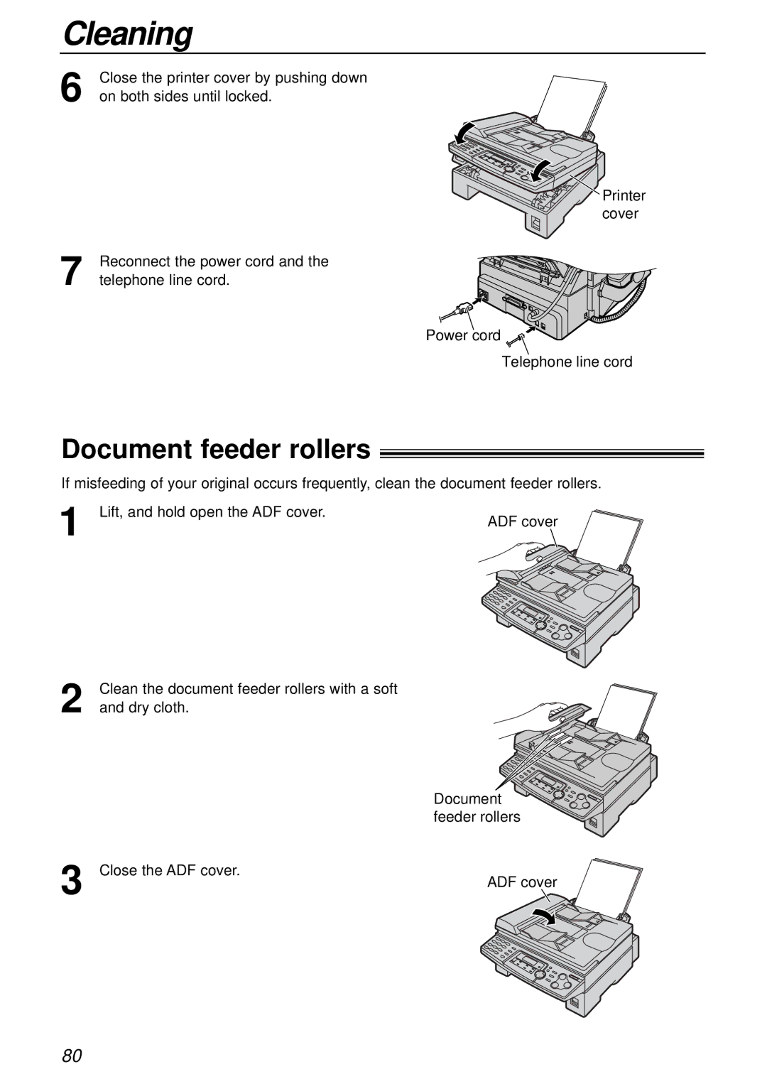 Panasonic KX-FLB756AL manual Document feeder rollers 