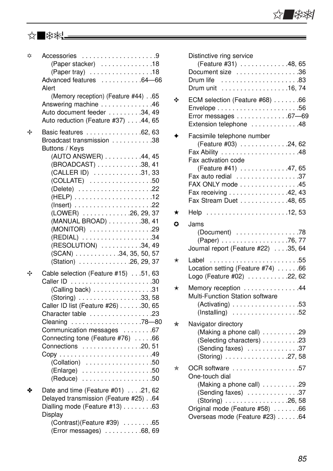 Panasonic KX-FLB756AL manual Index 