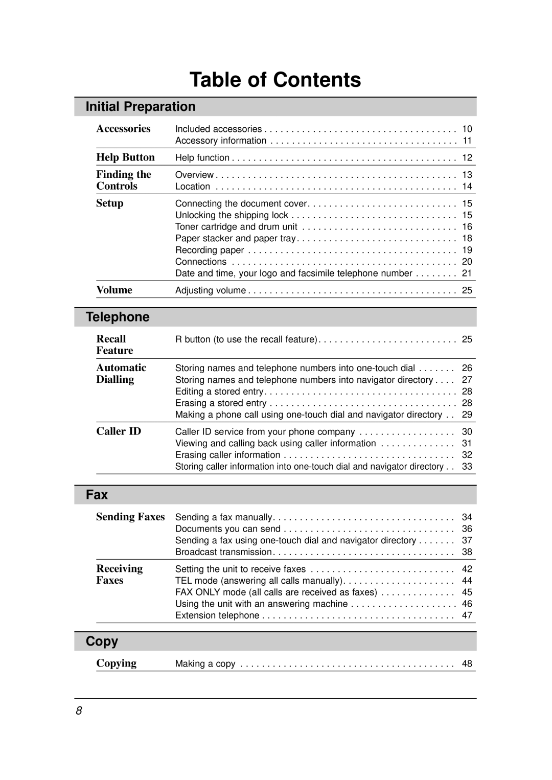 Panasonic KX-FLB756E manual Table of Contents 