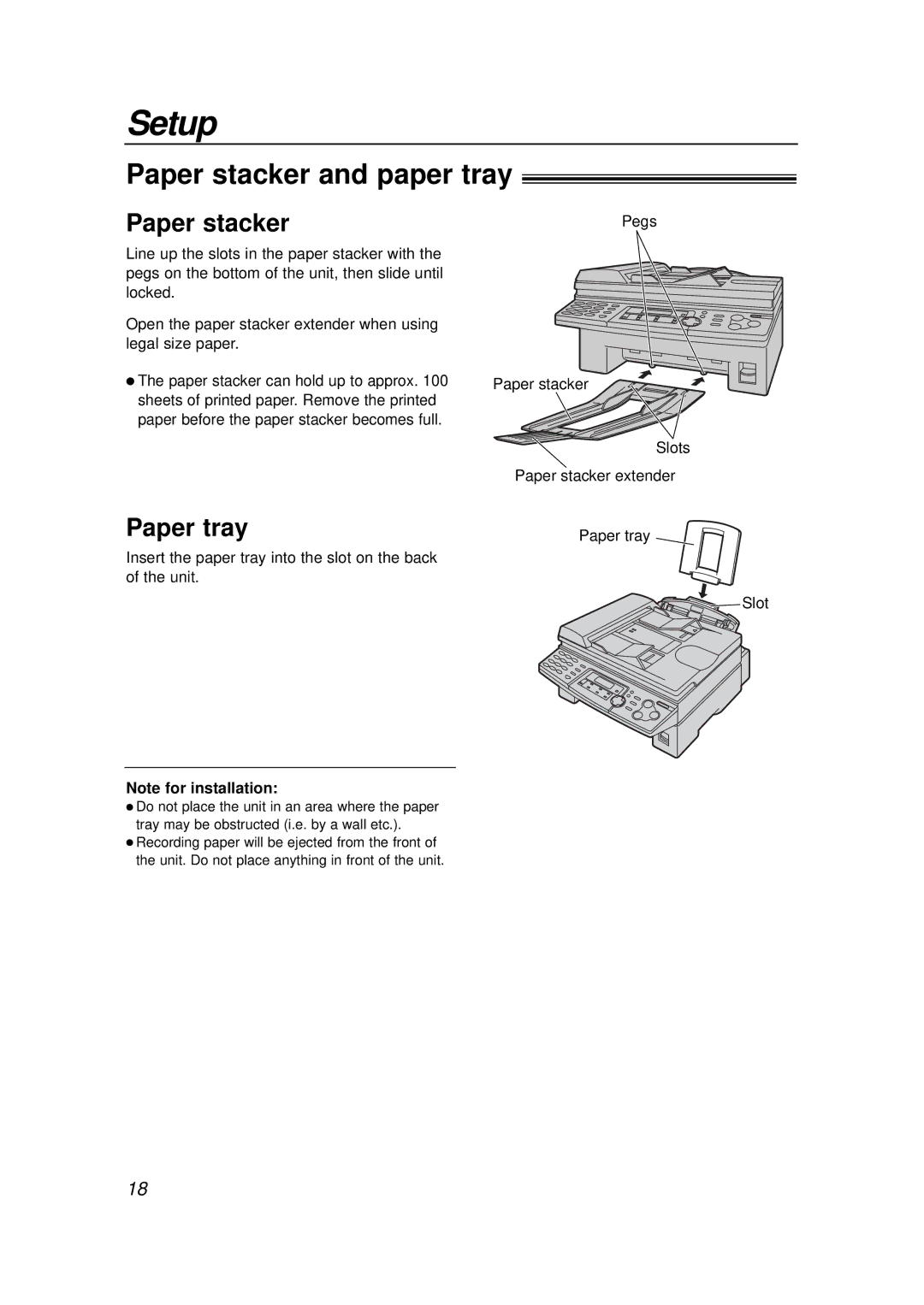 Panasonic KX-FLB756E manual Paper stacker and paper tray, Paper tray 