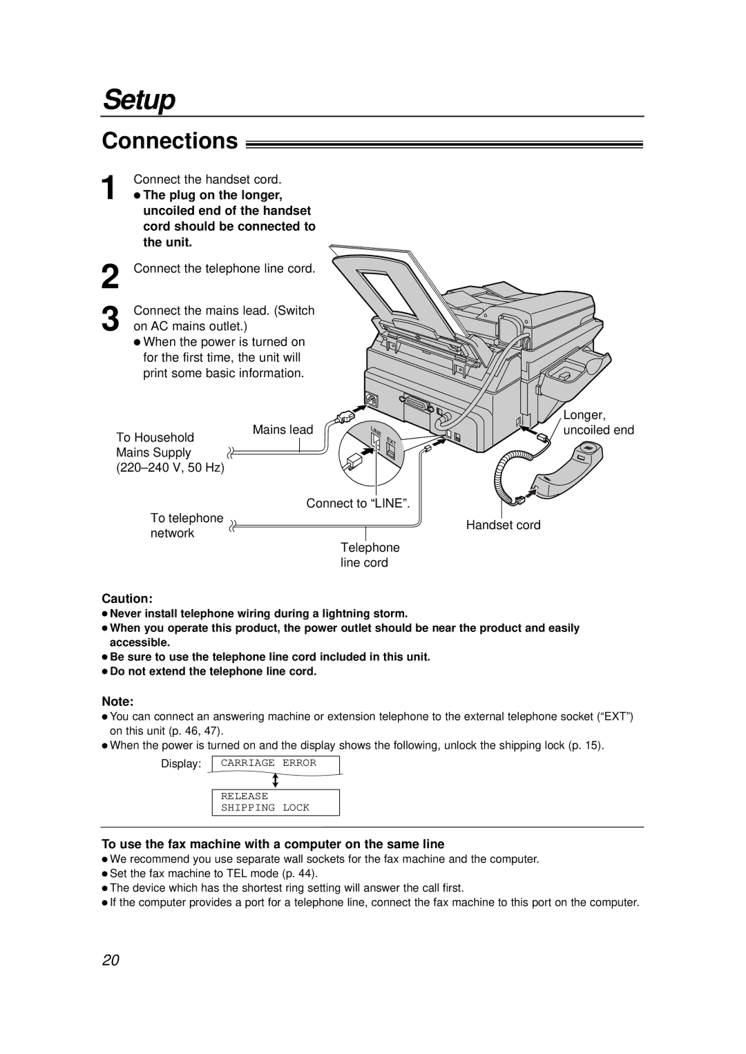 Panasonic KX-FLB756E manual Connections 