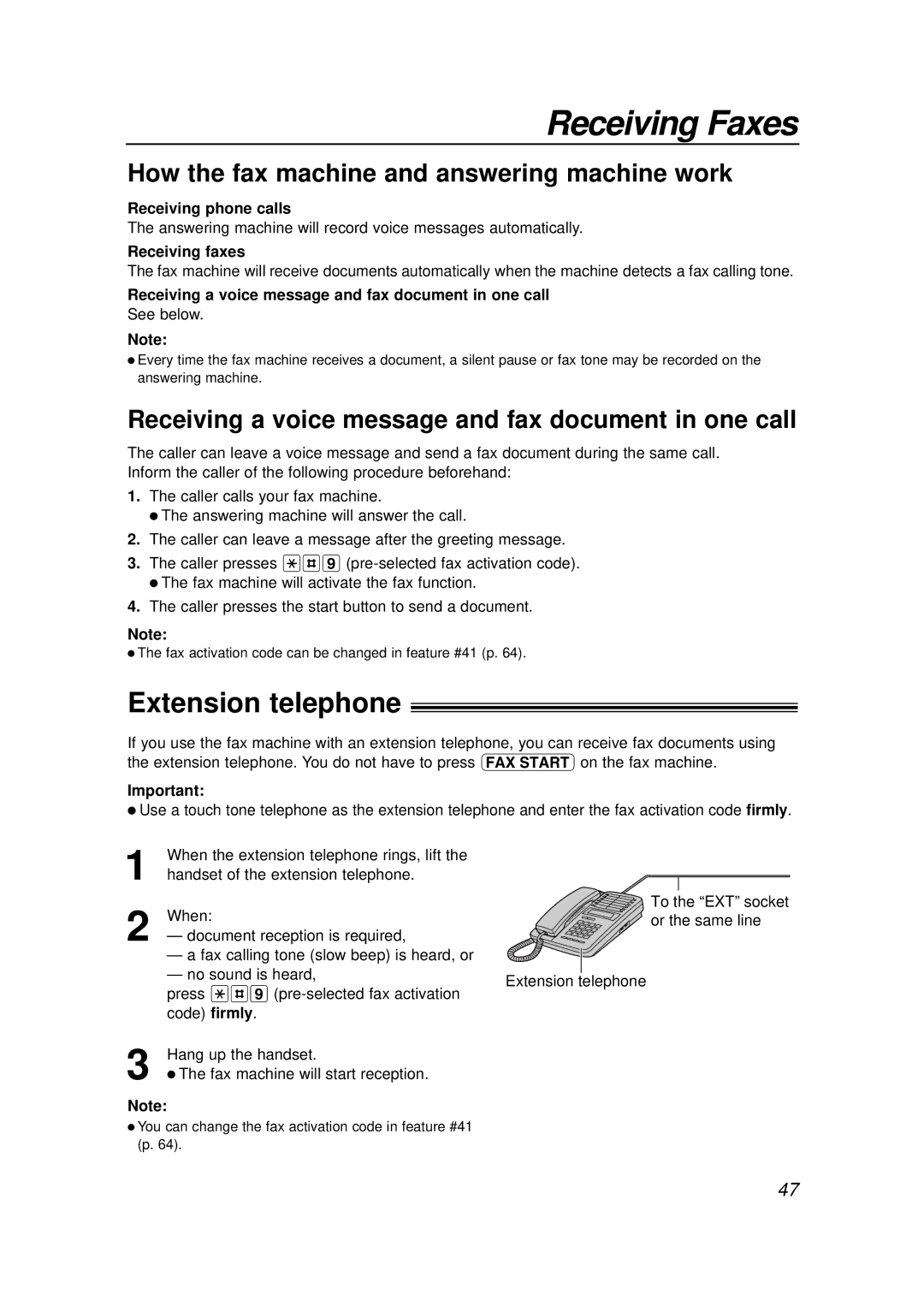 Panasonic KX-FLB756E manual Extension telephone, How the fax machine and answering machine work 