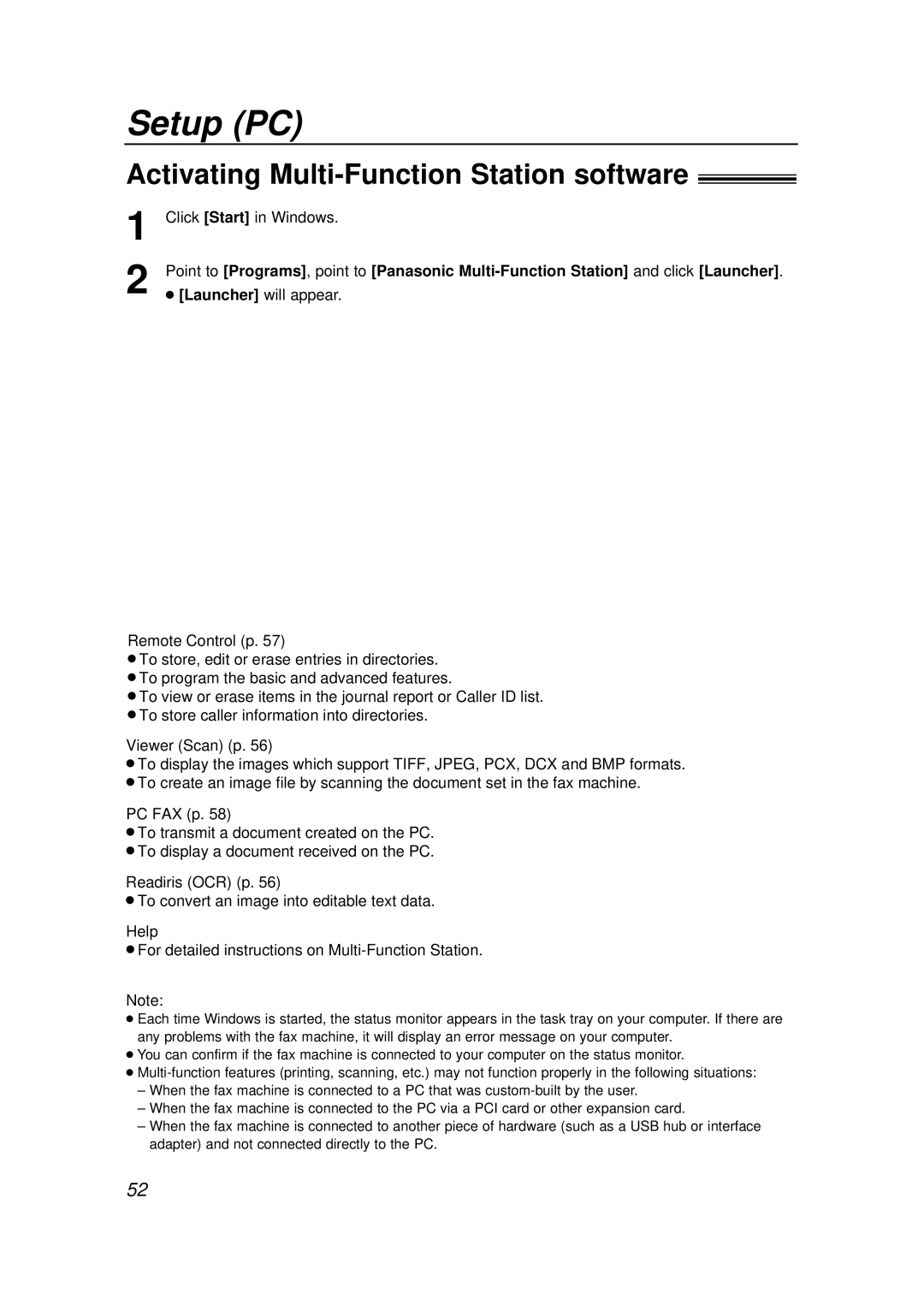 Panasonic KX-FLB756E manual Activating Multi-Function Station software 