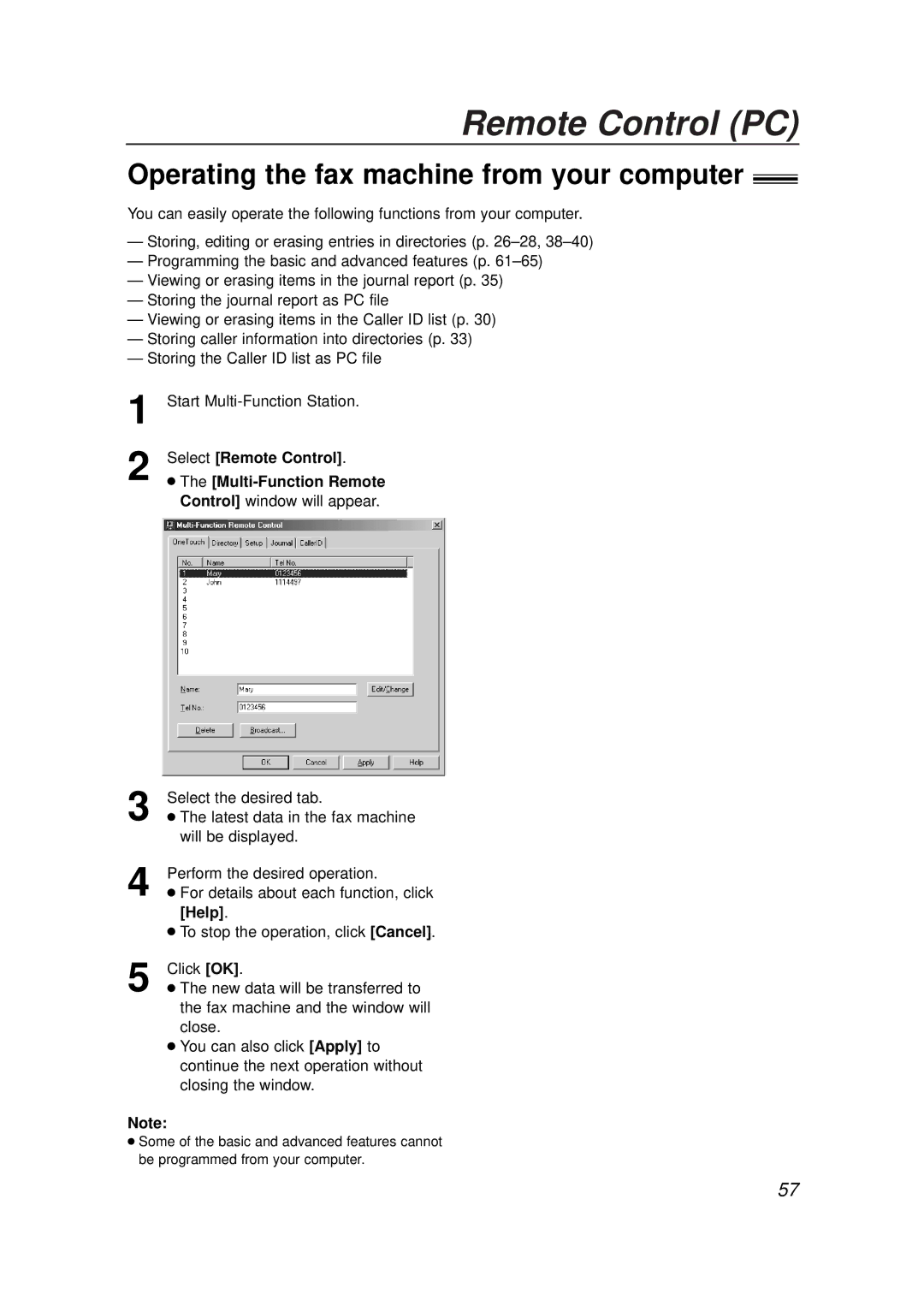 Panasonic KX-FLB756E manual Remote Control PC, Operating the fax machine from your computer 