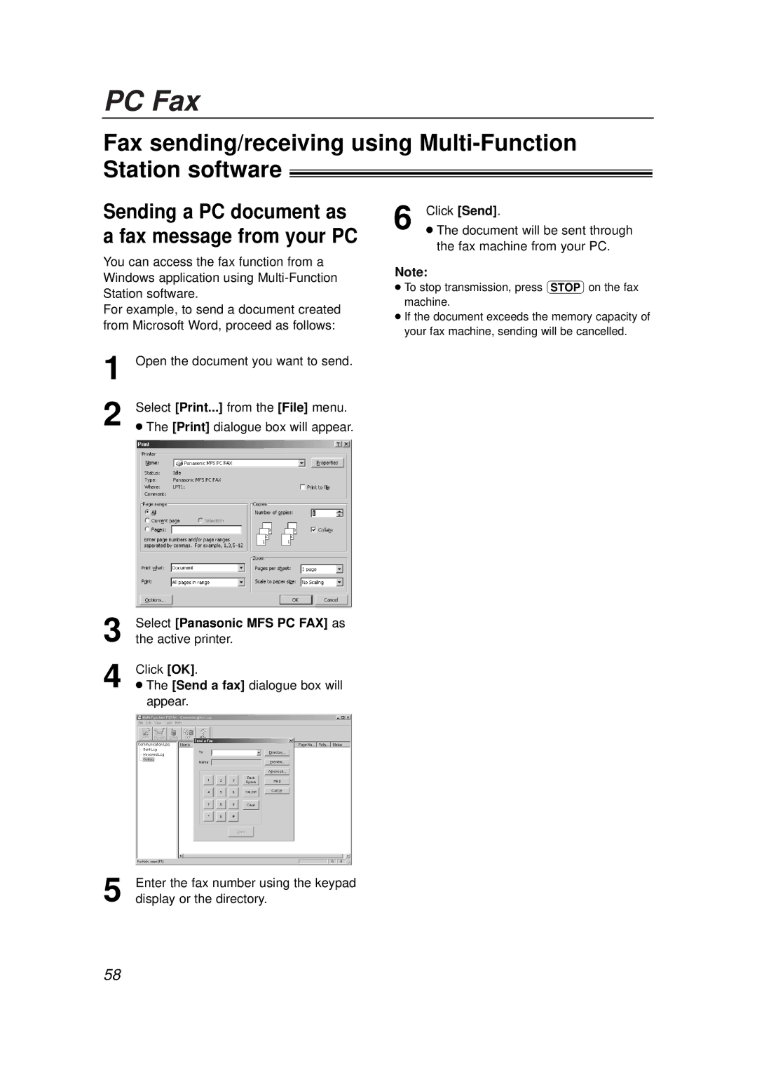 Panasonic KX-FLB756E manual PC Fax, Fax sending/receiving using Multi-Function Station software 