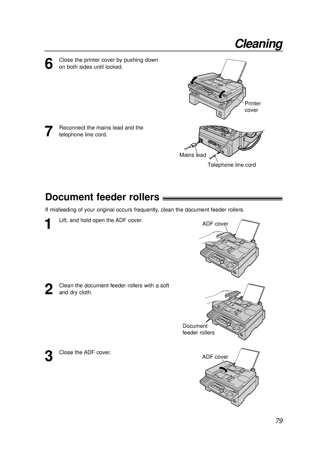 Panasonic KX-FLB756E manual Document feeder rollers 