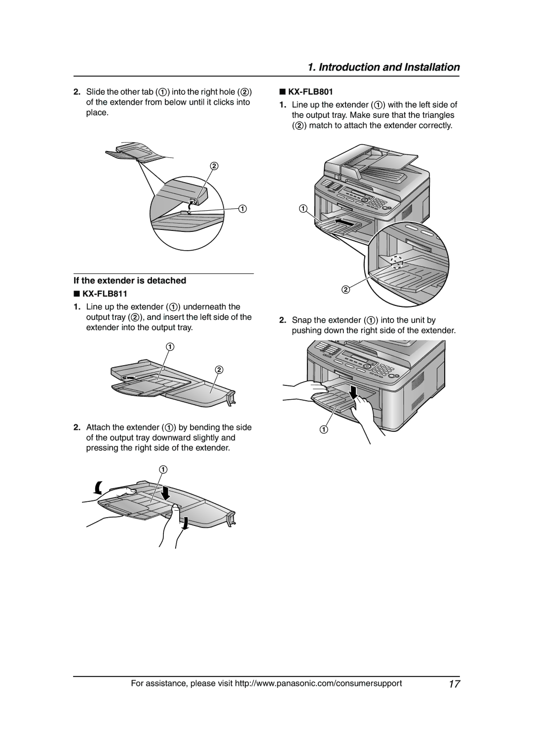 Panasonic manual If the extender is detached KX-FLB811, KX-FLB801 