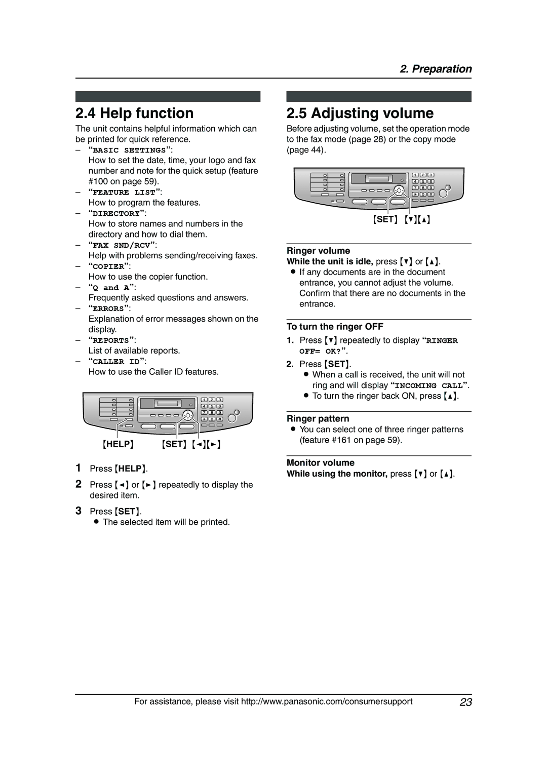 Panasonic KX-FLB811 manual Help function, Adjusting volume 