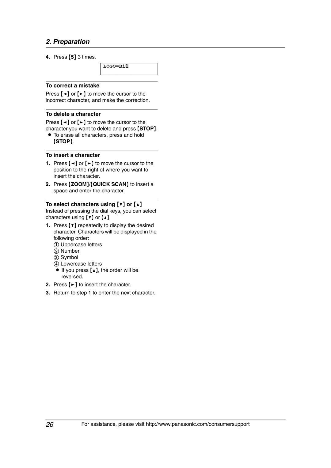 Panasonic KX-FLB811 manual To delete a character, To erase all characters, press and hold, To insert a character 