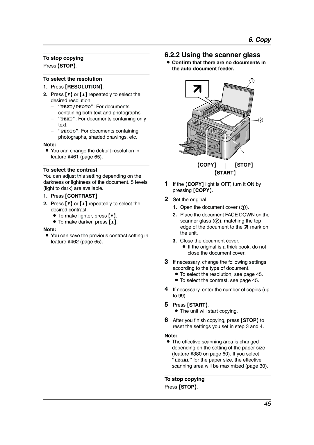 Panasonic KX-FLB811 manual To stop copying, Text For documents containing only text, Copy Stop Start 