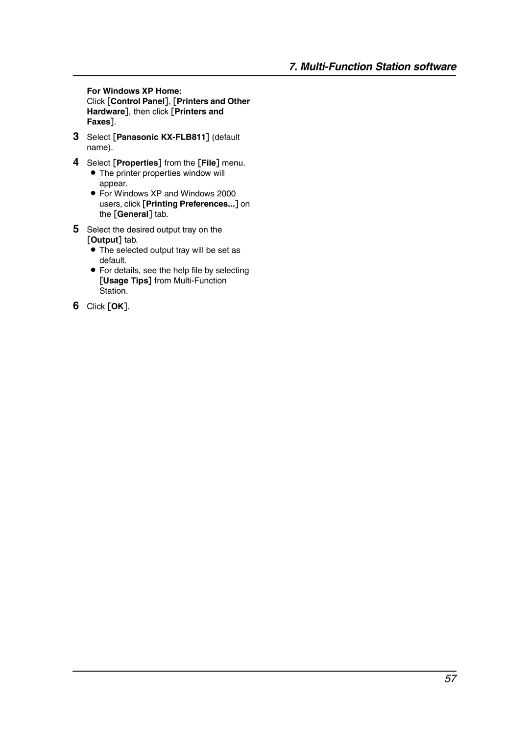 Panasonic KX-FLB811 manual Output tab 