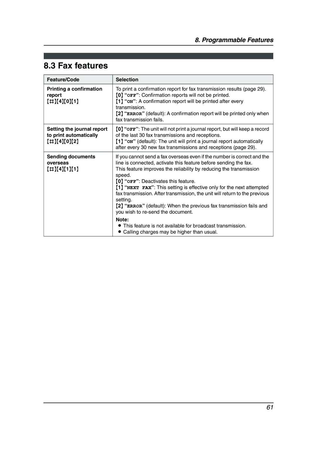 Panasonic KX-FLB811 manual Fax features 