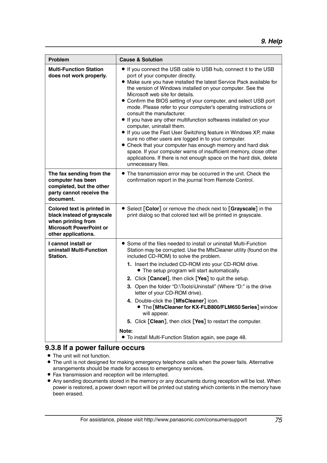 Panasonic KX-FLB811 manual If a power failure occurs 