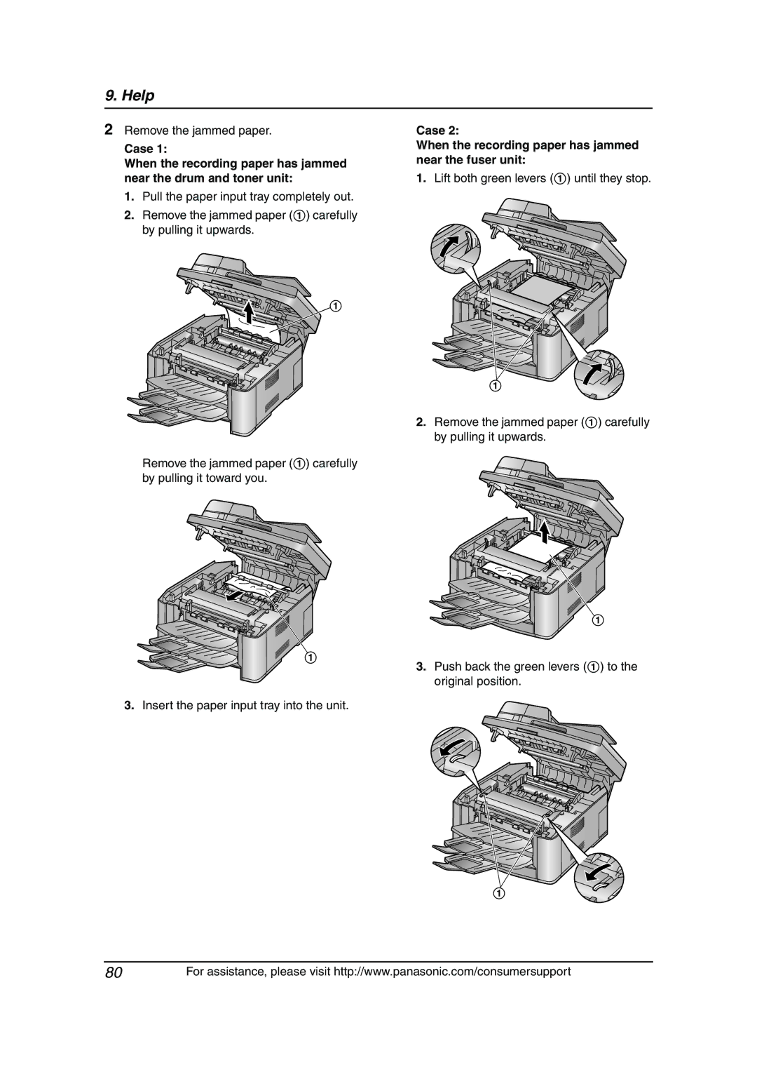 Panasonic KX-FLB811 manual Remove the jammed paper, Case 