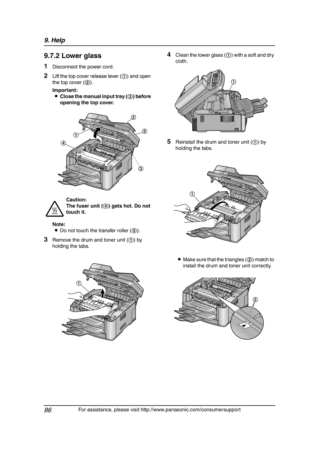 Panasonic KX-FLB811 manual Lower glass 