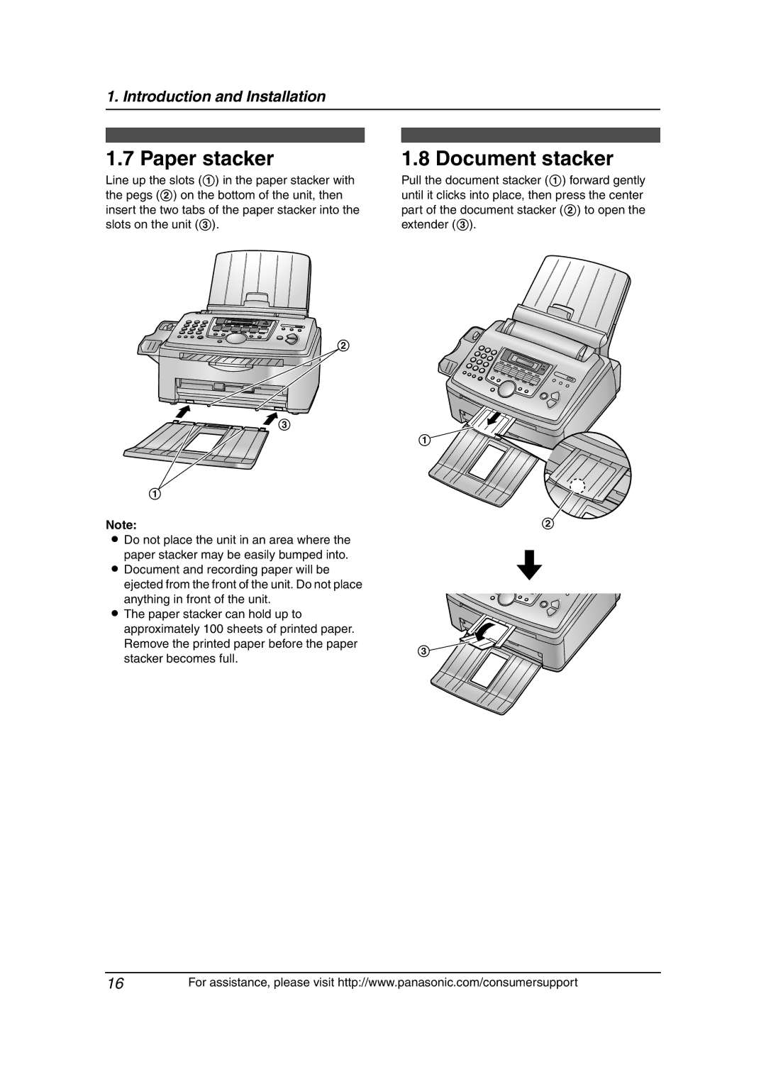 Panasonic KX-FLM651 operating instructions Paper stacker, Document stacker 