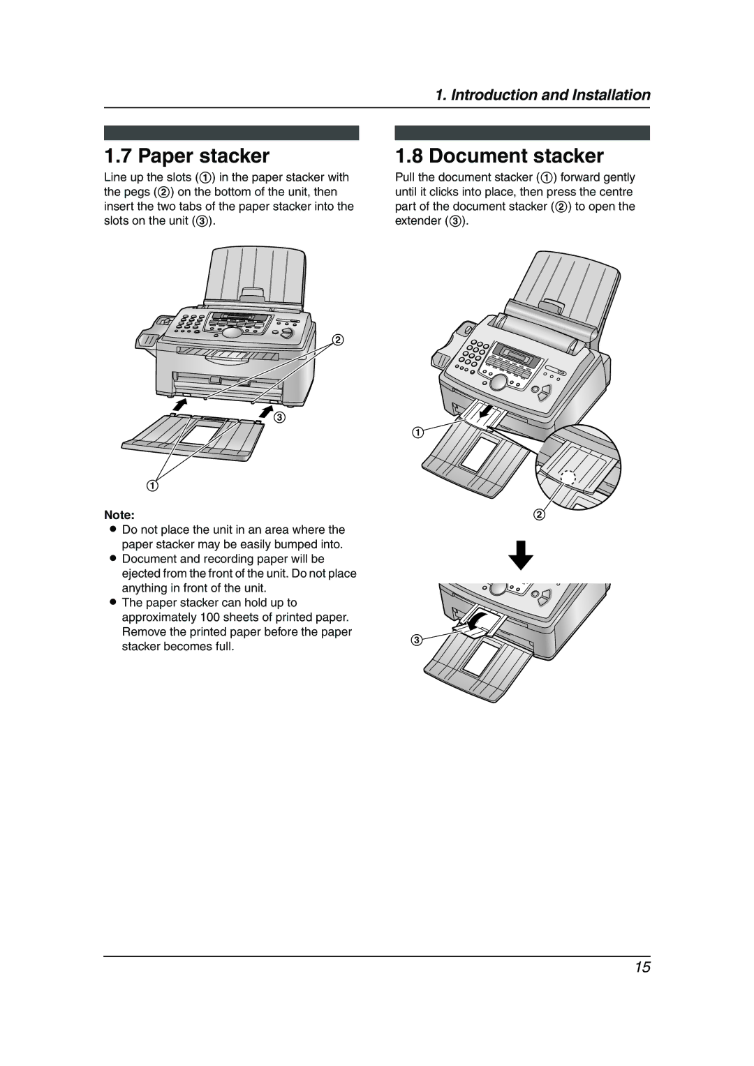 Panasonic KX-FLM653HK manual Paper stacker, Document stacker 