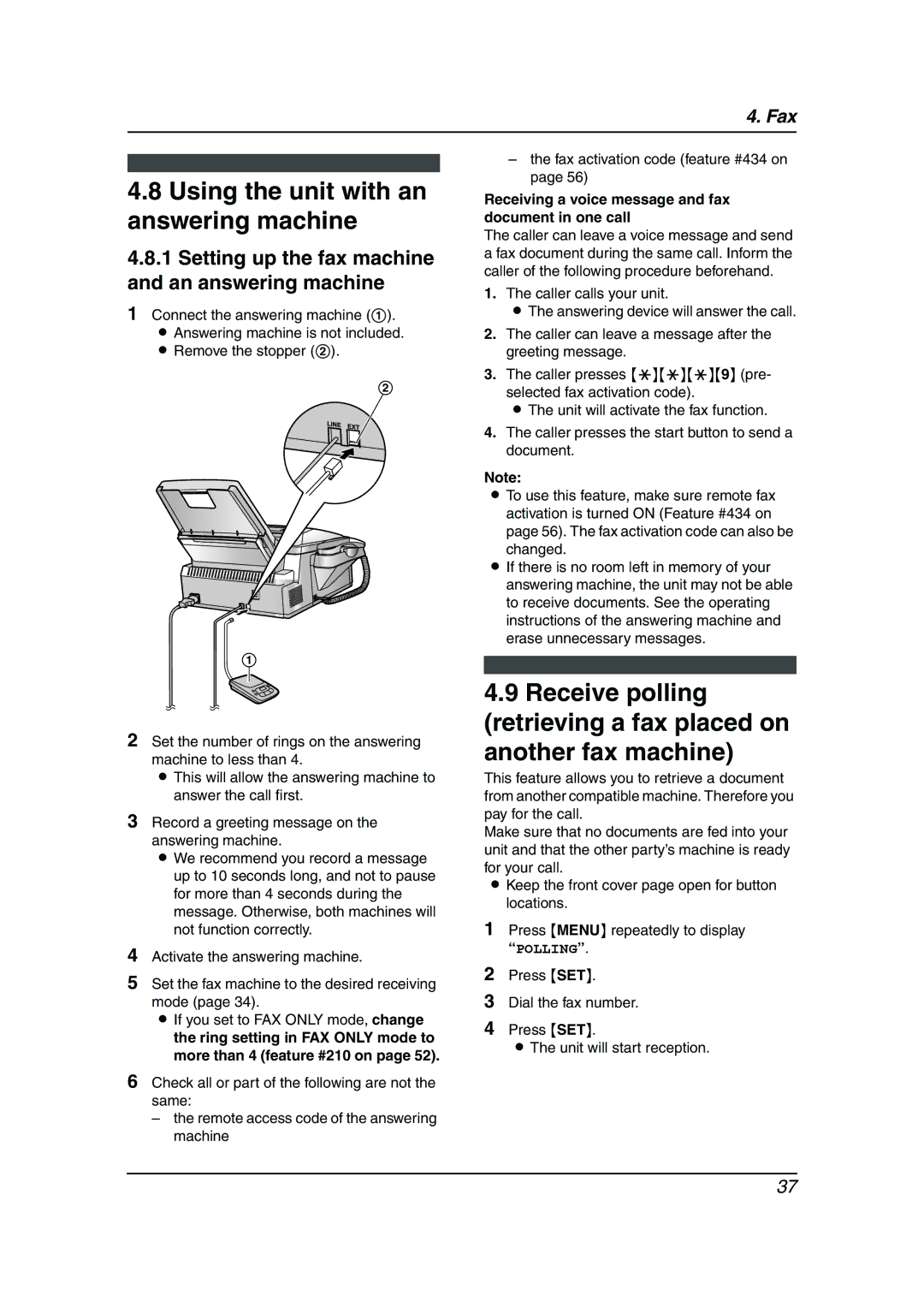 Panasonic KX-FLM653HK manual Using the unit with an answering machine, Setting up the fax machine and an answering machine 