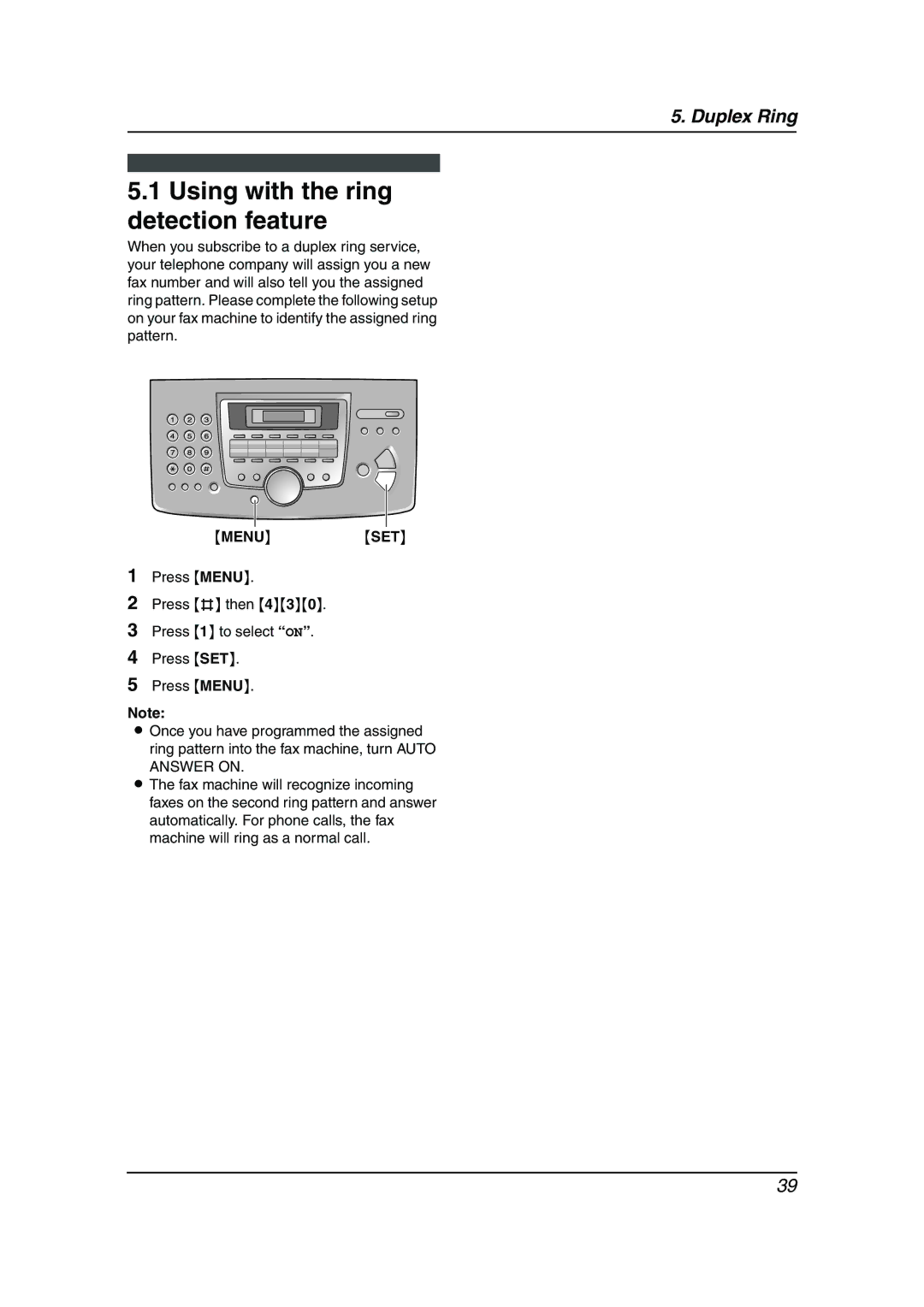 Panasonic KX-FLM653HK manual Using with the ring detection feature, Menu SET 