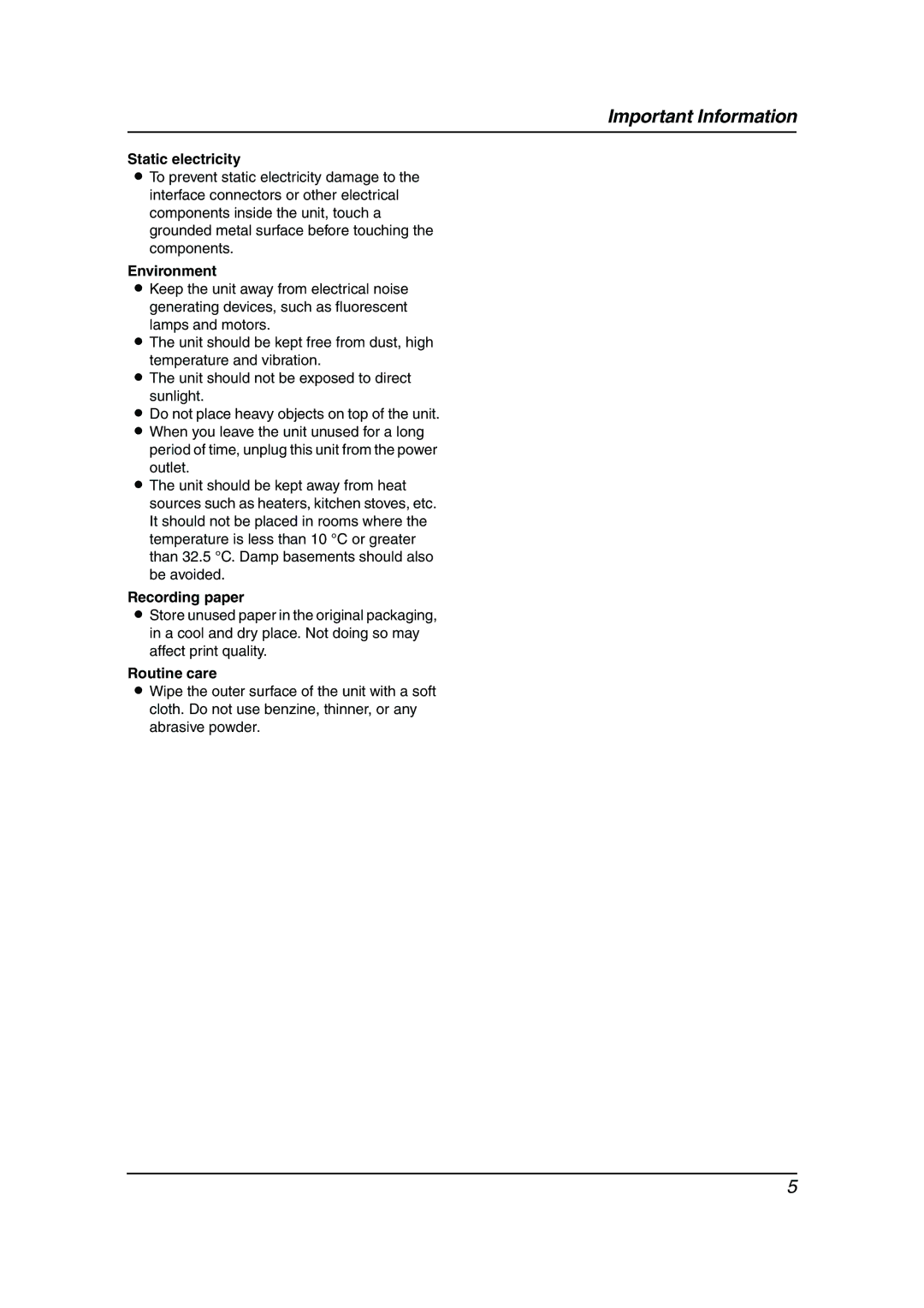 Panasonic KX-FLM653HK manual Static electricity, Environment, Recording paper, Routine care 