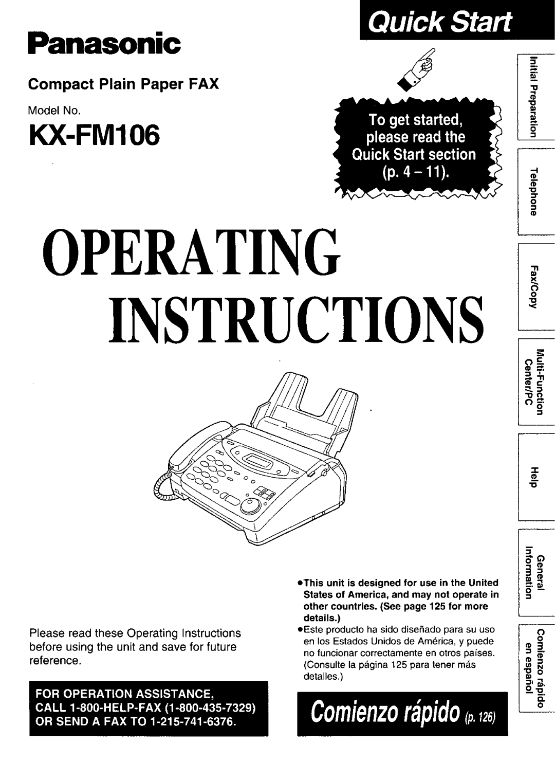 Panasonic KX-FM106 manual 