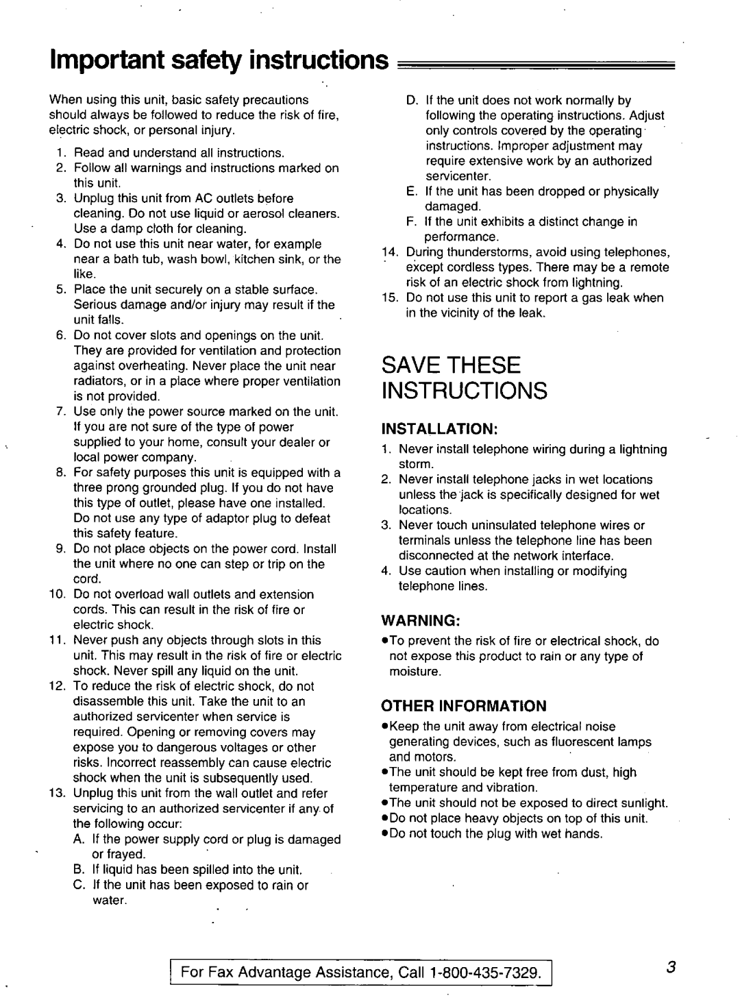 Panasonic KX-FM106 manual 