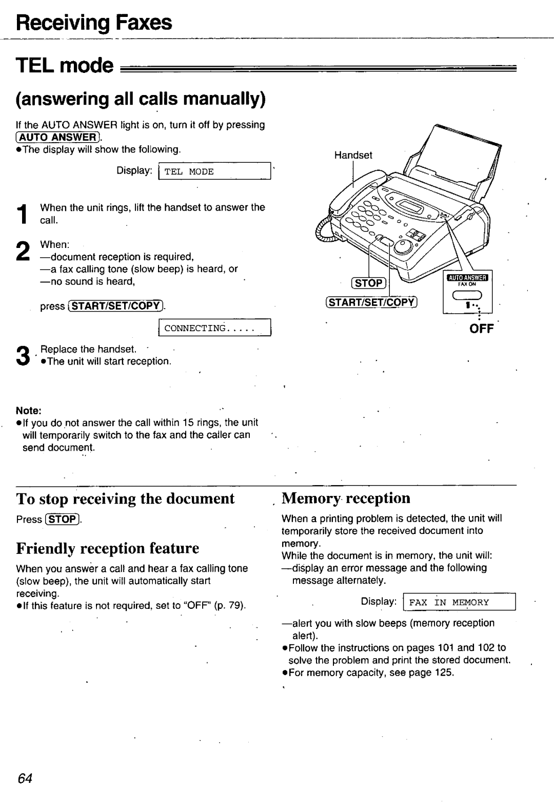 Panasonic KX-FM106 manual 