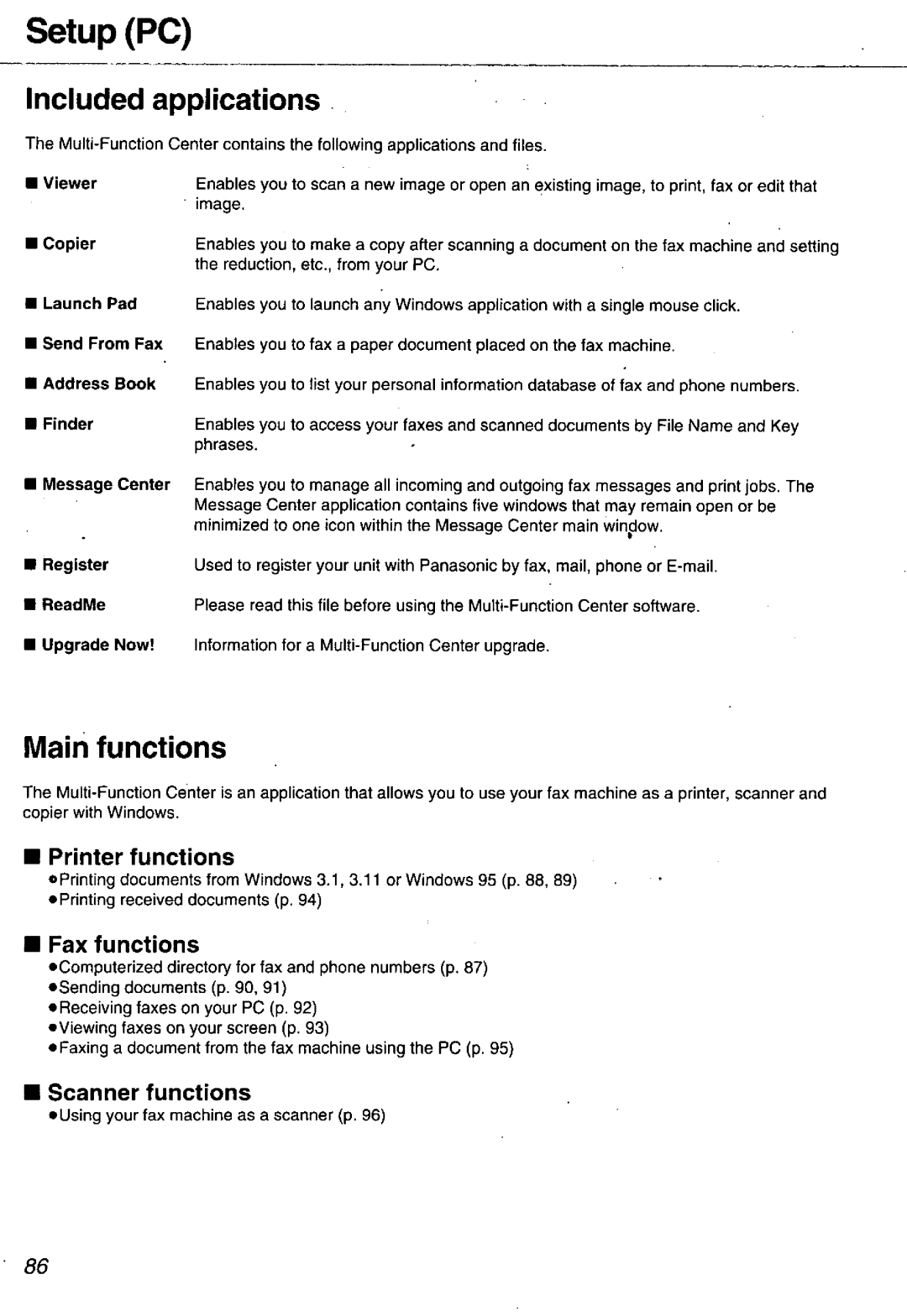 Panasonic KX-FM106 manual 