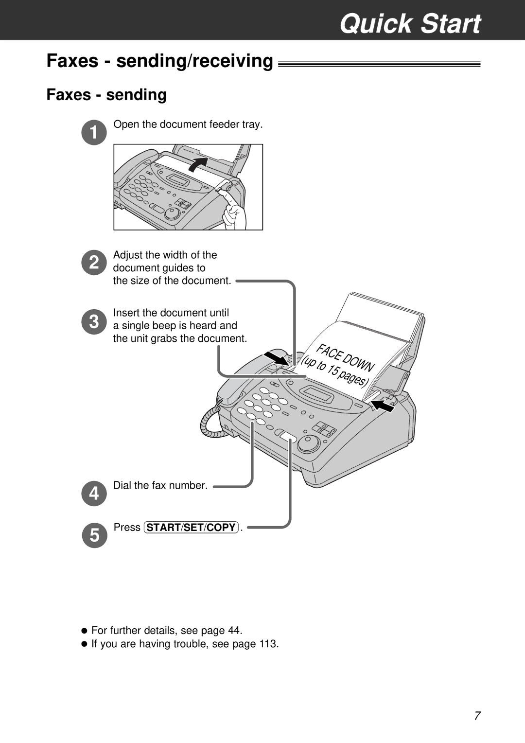 Panasonic KX-FM131BX, KX-FP105CX, KX-FM131CX, KX-FP105BX operating instructions Faxes sending/receiving 